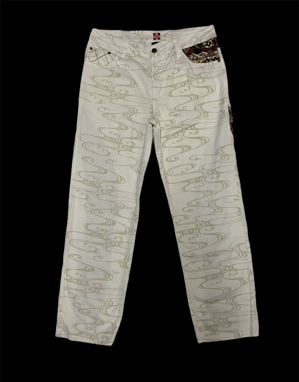 Japanese Brand × Vintage Vintage Japanese Burai Art Sukajan Denim Pants Size US 34 / EU 50 - 2 Thumbnail