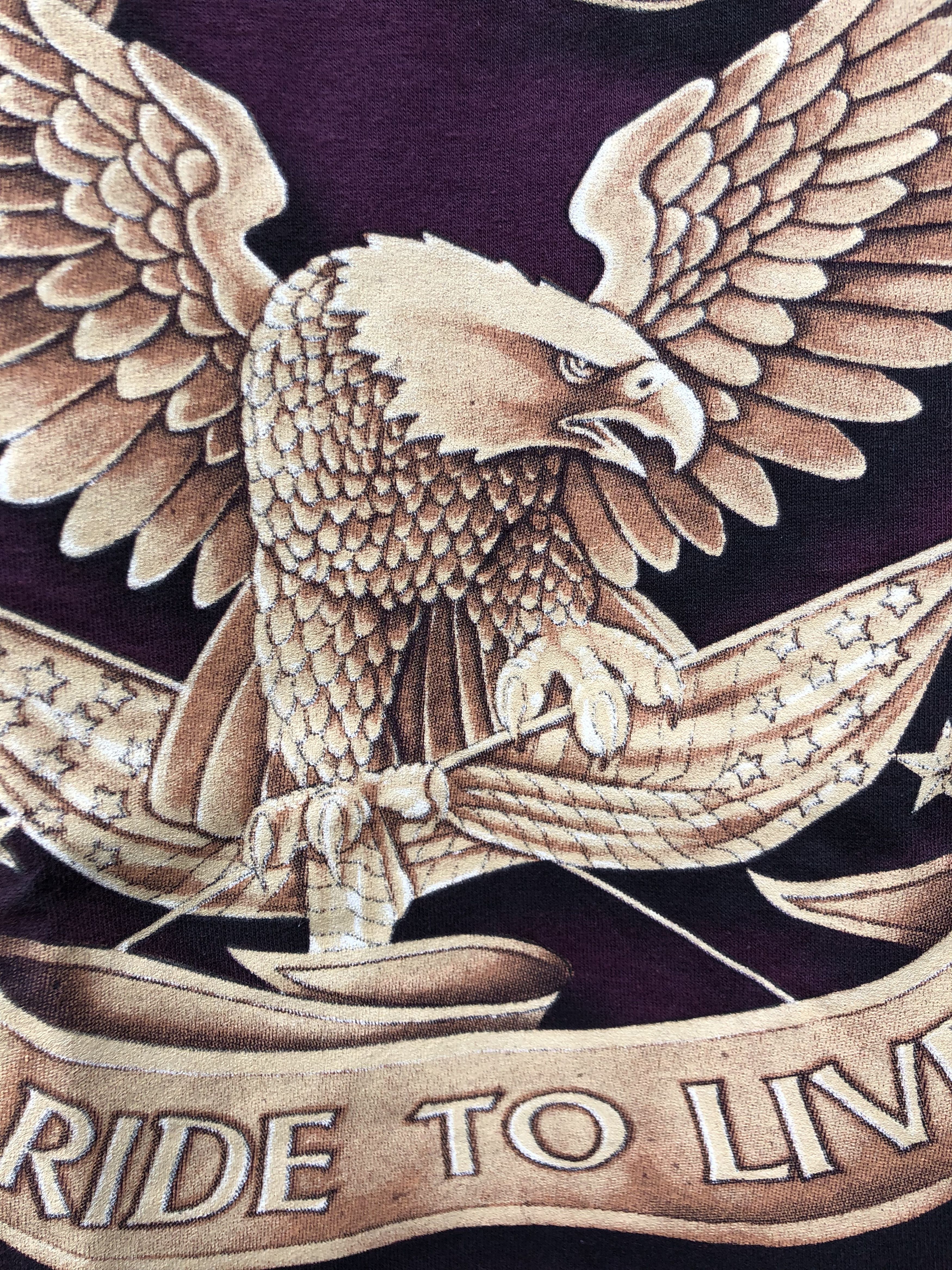 Harley Davidson Vintage 1993 3D Emblem Live to Ride Eagles American Biker Size US XL / EU 56 / 4 - 5 Thumbnail