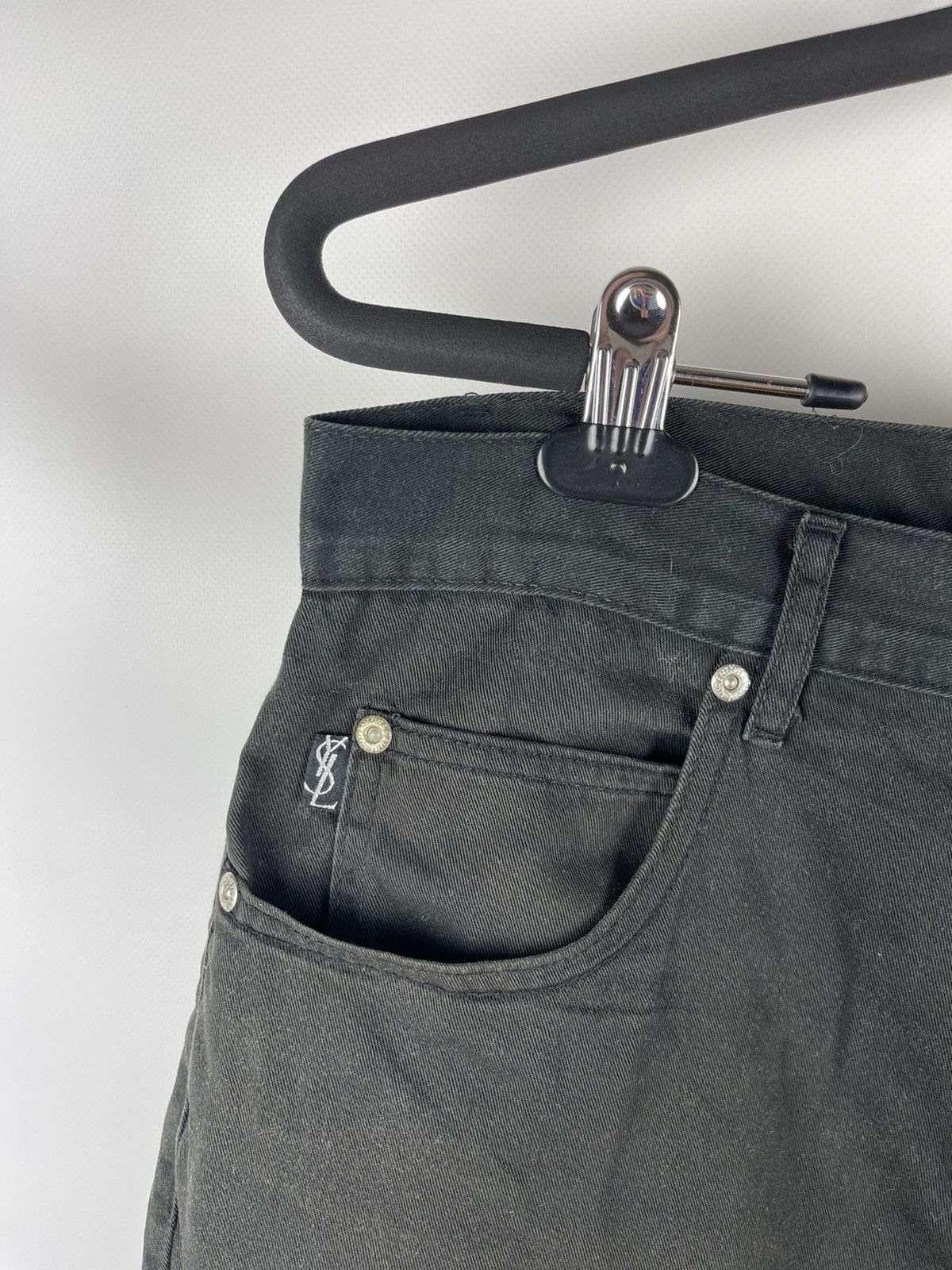 Vintage Yves Saint Laurent vintage black logo chino pants black Size US 34 / EU 50 - 8 Thumbnail