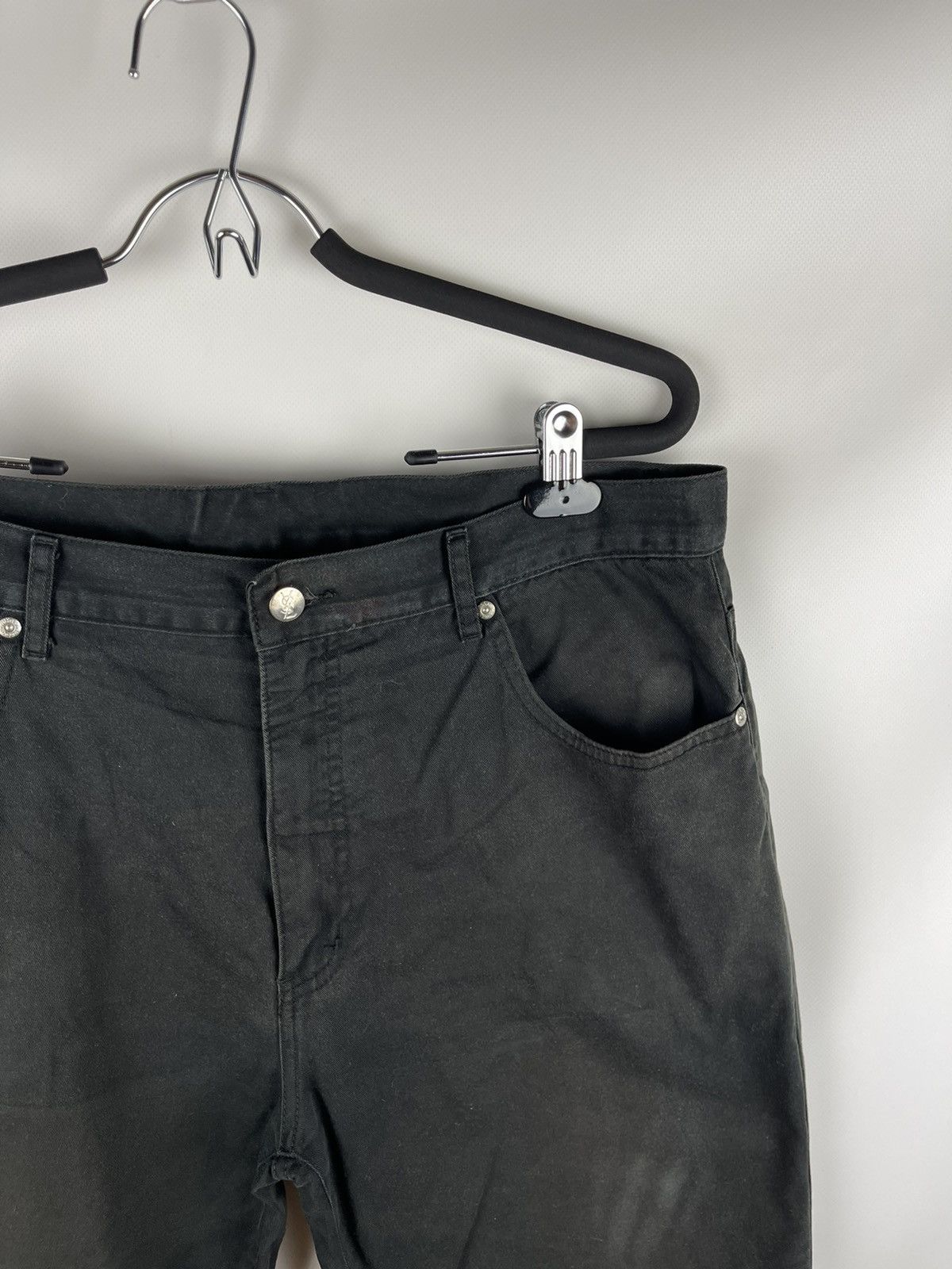Vintage Yves Saint Laurent vintage black logo chino pants black Size US 34 / EU 50 - 4 Thumbnail