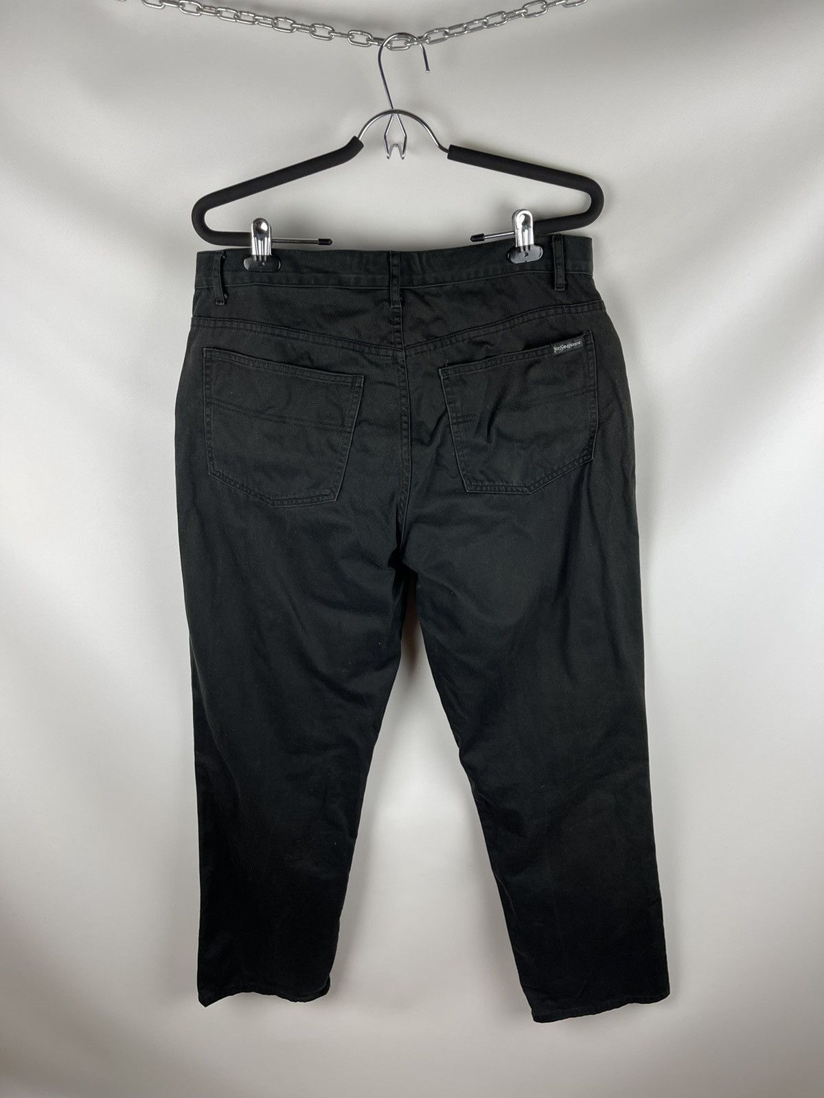 Vintage Yves Saint Laurent vintage black logo chino pants black Size US 34 / EU 50 - 1 Thumbnail
