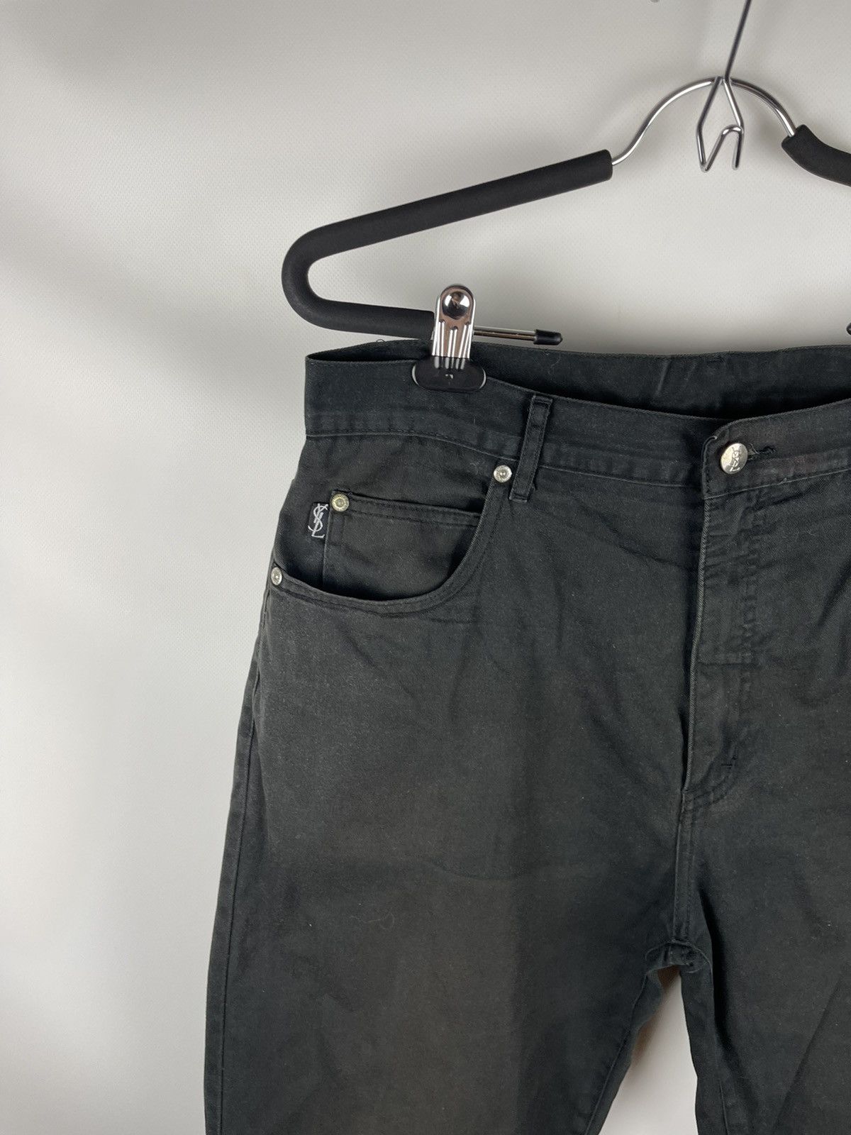 Vintage Yves Saint Laurent vintage black logo chino pants black Size US 34 / EU 50 - 3 Thumbnail