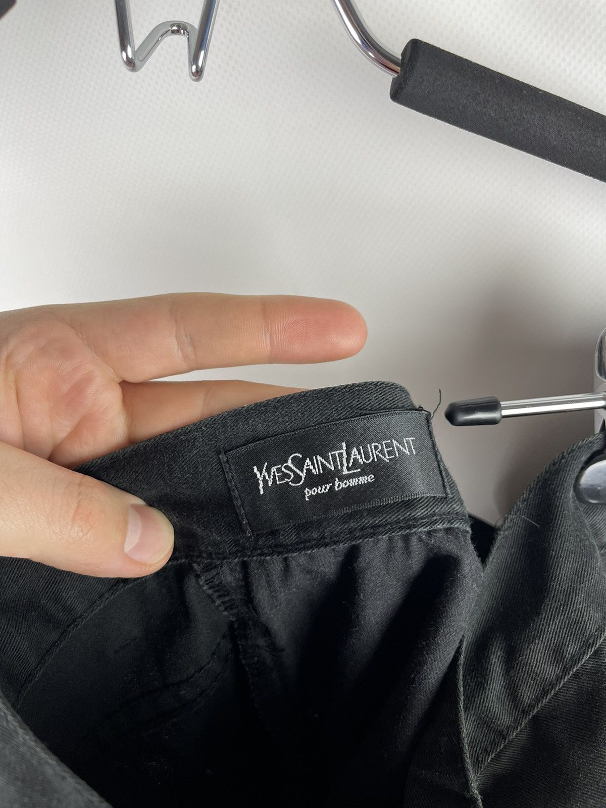 Vintage Yves Saint Laurent vintage black logo chino pants black Size US 34 / EU 50 - 14 Thumbnail