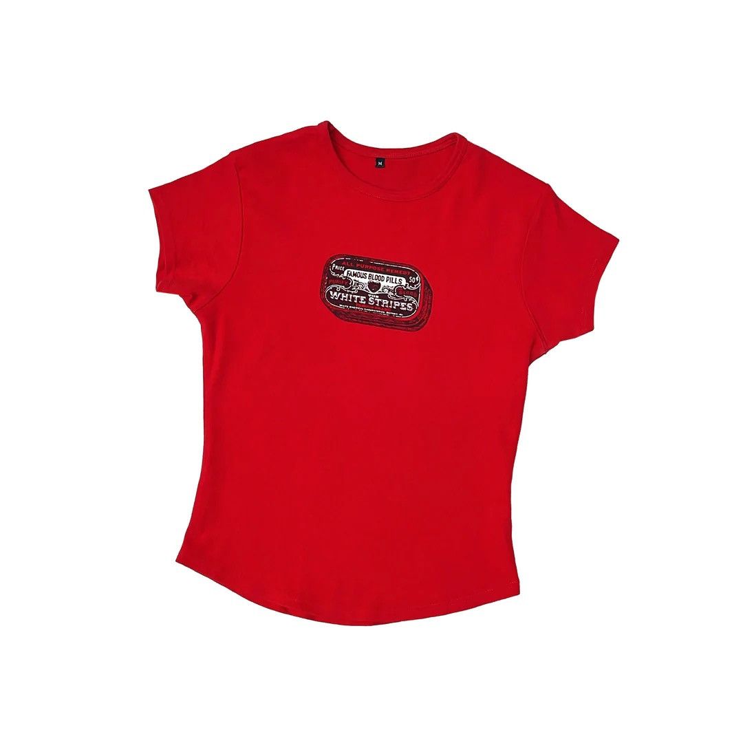 image of Band Tees x Tour Tee The White Stripes 2000 Famous Blood Pills VTG Girl Top Tee in Red, Women's (Si