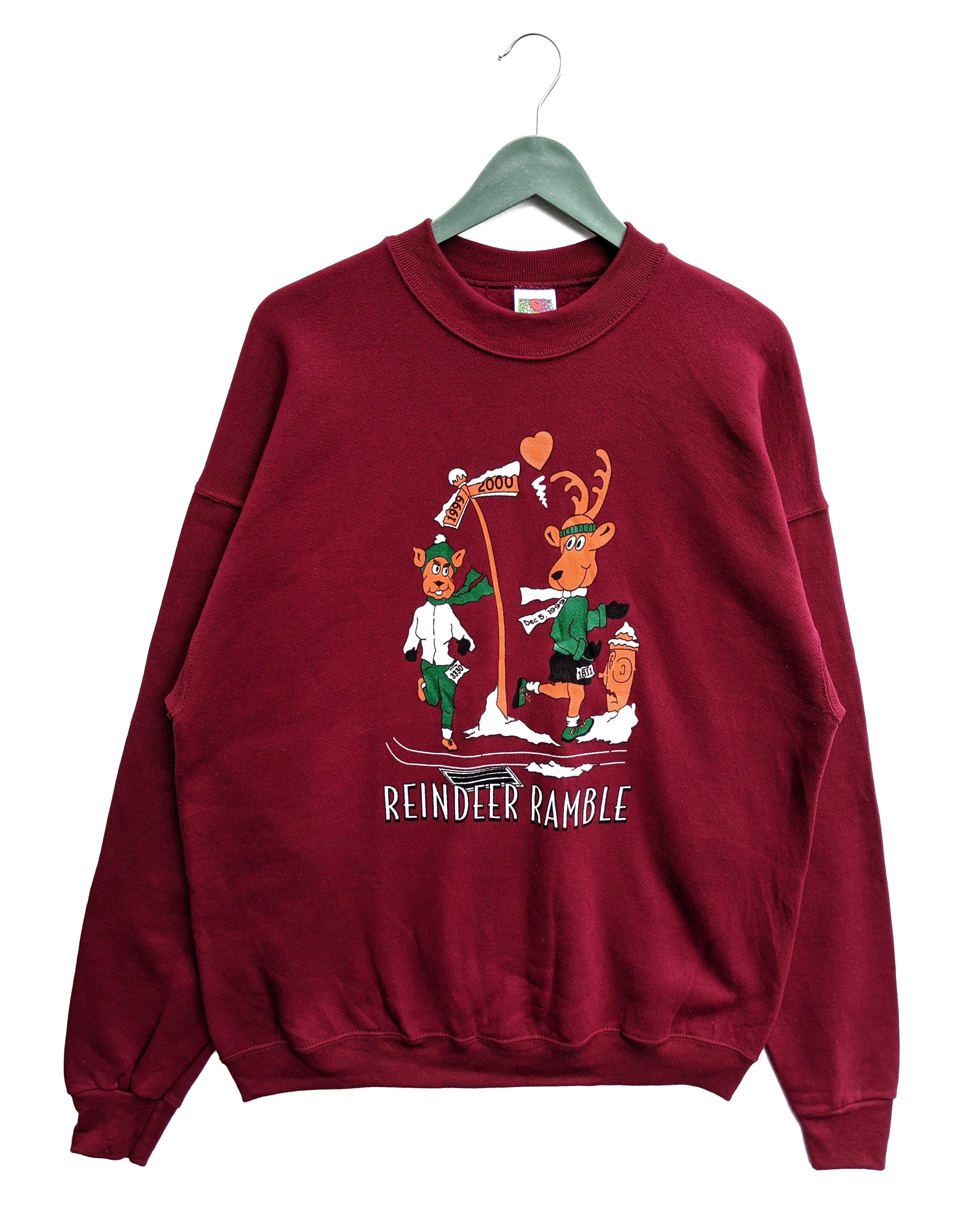 Fruit Of The Loom × Vintage Vintage 1999 Reindeer Ramble Sweatshirt Size US XL / EU 56 / 4 - 1 Thumbnail