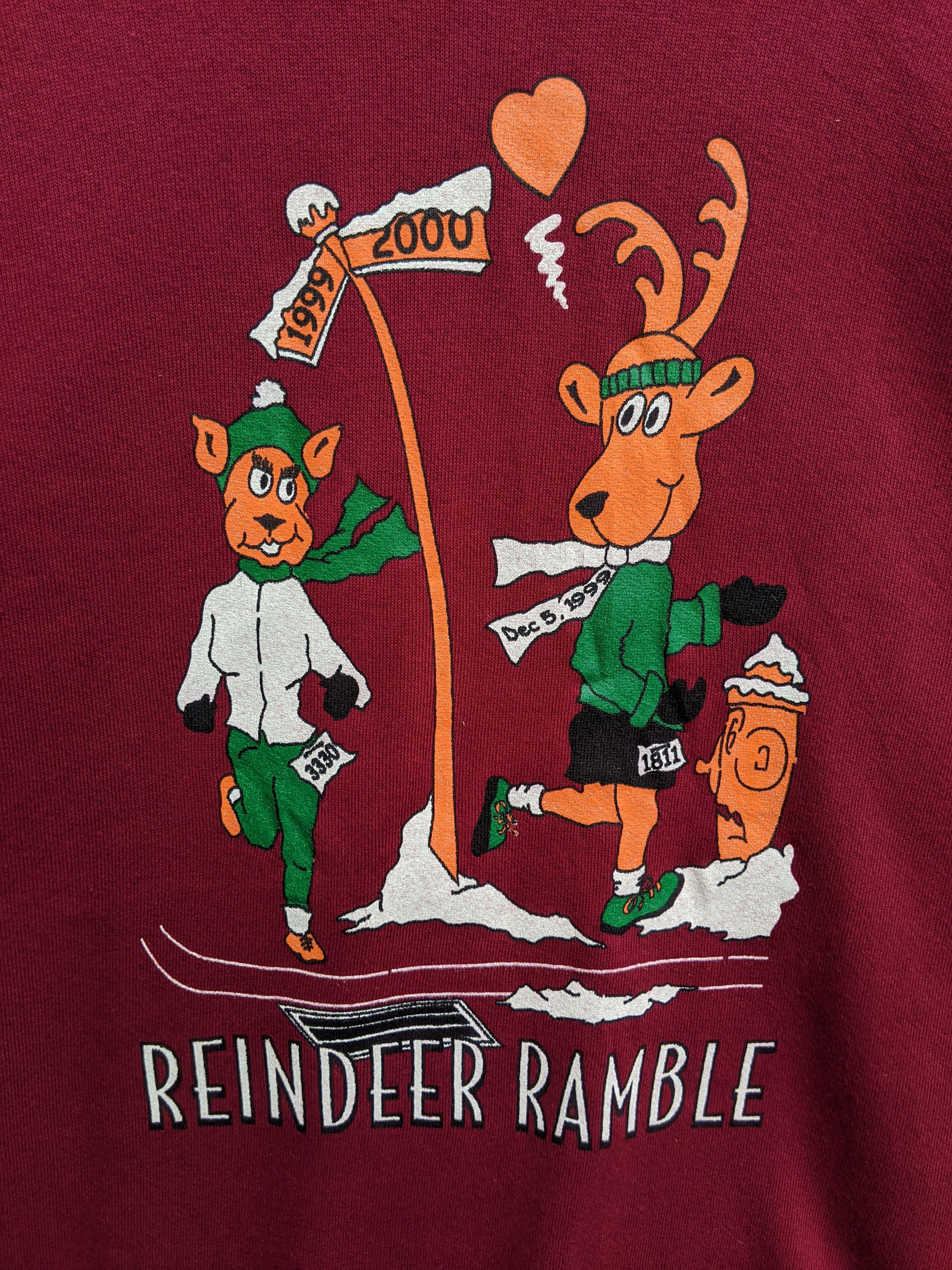 Fruit Of The Loom × Vintage Vintage 1999 Reindeer Ramble Sweatshirt Size US XL / EU 56 / 4 - 3 Thumbnail