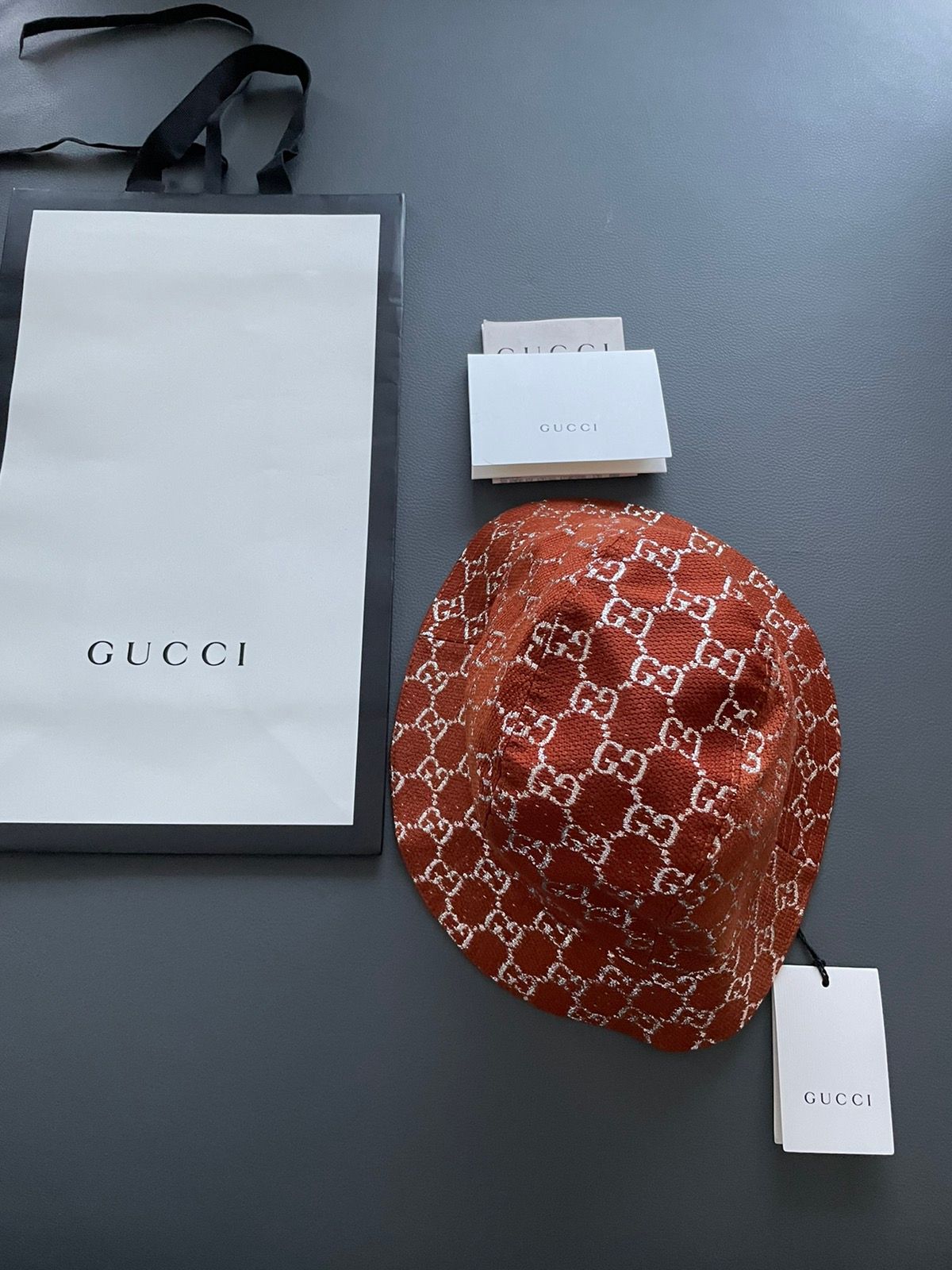 Pre-owned Gucci Limited Edition Super Runway Sold Out Gg Logo Hat In Metallic