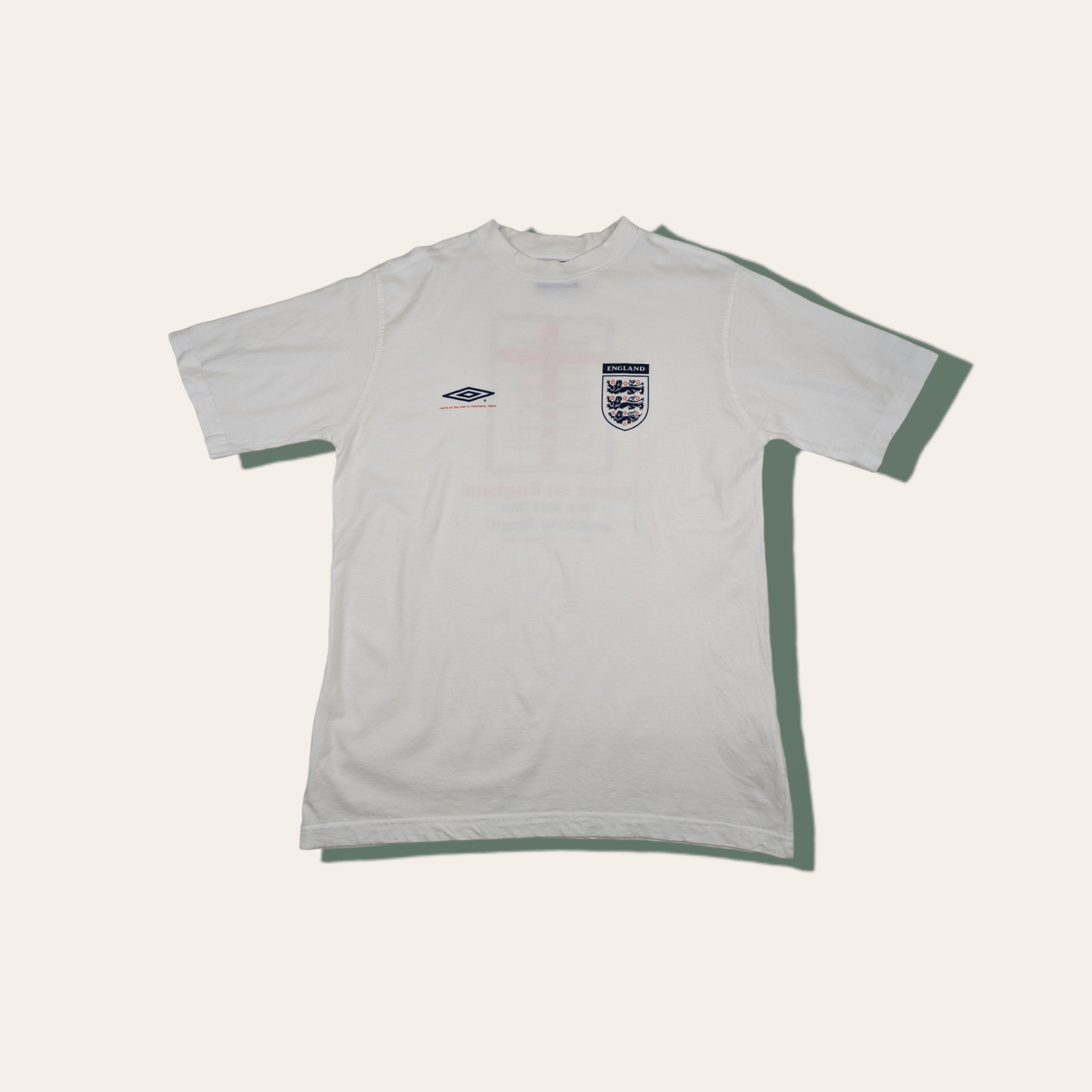 image of Umbro 2002 Fifa World Cup England Vs Brazil T-Shirt in White, Men's (Size Medium)