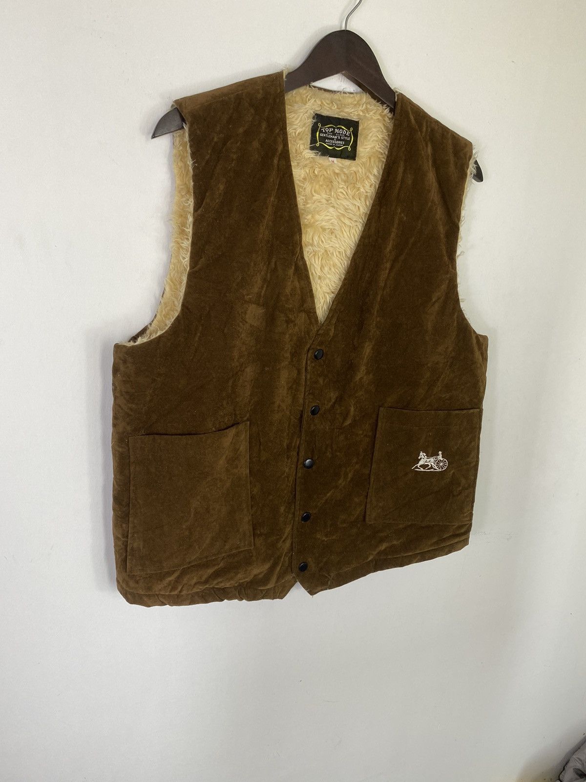 Japanese Brand × Vintage Gcw23🔥Vintage Velvet Sherpa Lining Vest Size US L / EU 52-54 / 3 - 4 Thumbnail