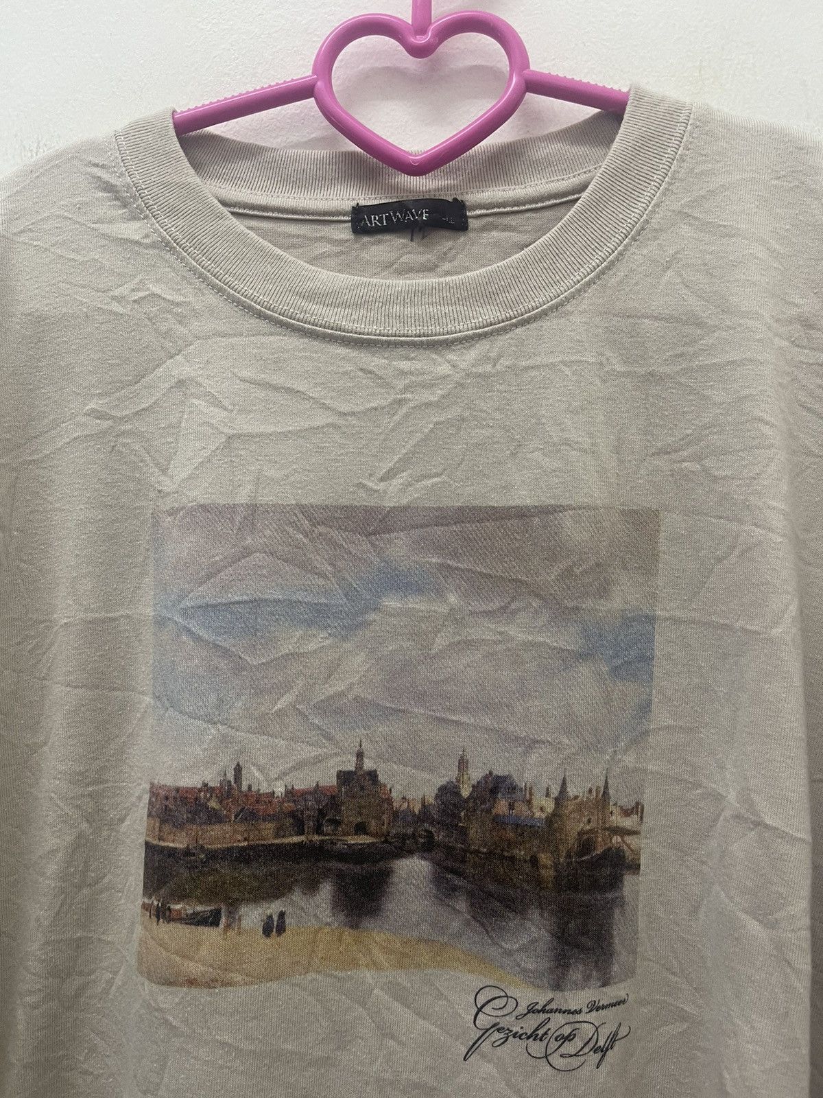 Vintage Rare Vintage ARTWAVE Johannes Vermeer Gezicht Op Delft Art Size US L / EU 52-54 / 3 - 2 Thumbnail