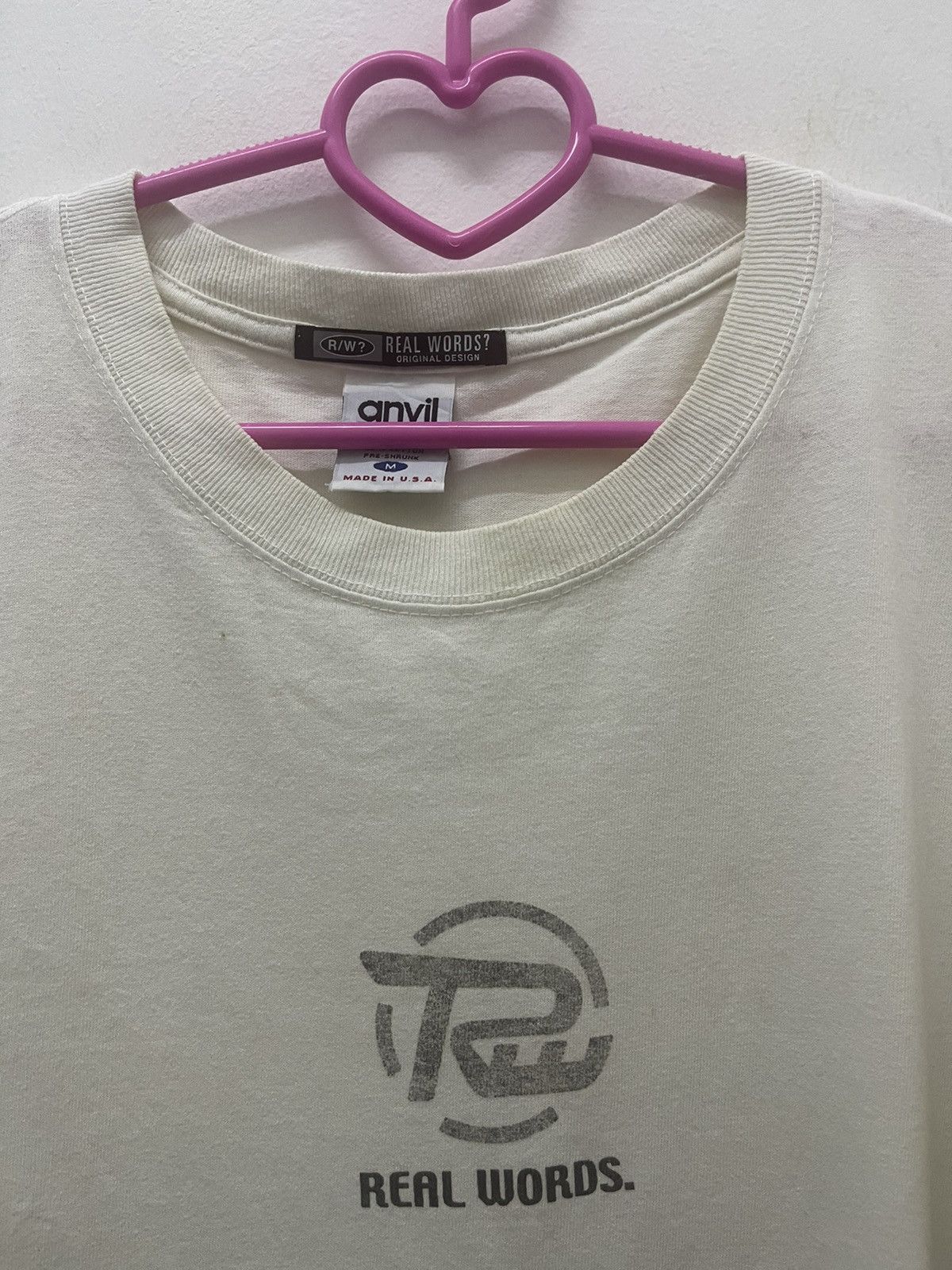 Anvil Rare Vintage REAL WORDS RW Spell Out Center Logo Anvil Tee Size US M / EU 48-50 / 2 - 2 Thumbnail