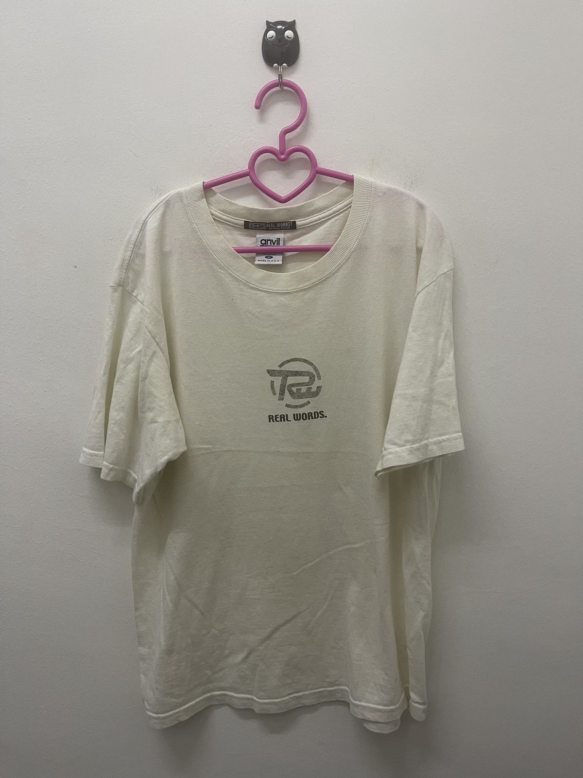 Anvil Rare Vintage REAL WORDS RW Spell Out Center Logo Anvil Tee Size US M / EU 48-50 / 2 - 1 Thumbnail