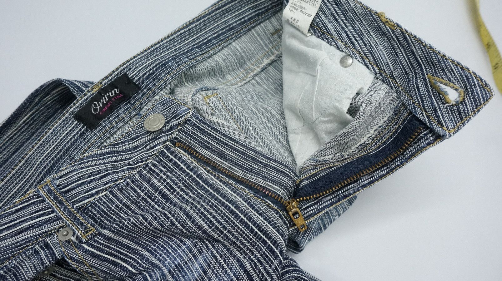 Japanese Brand Vtg Japan ORIRIN Hickory Flared Women's Jeans Size 29" - 14 Thumbnail