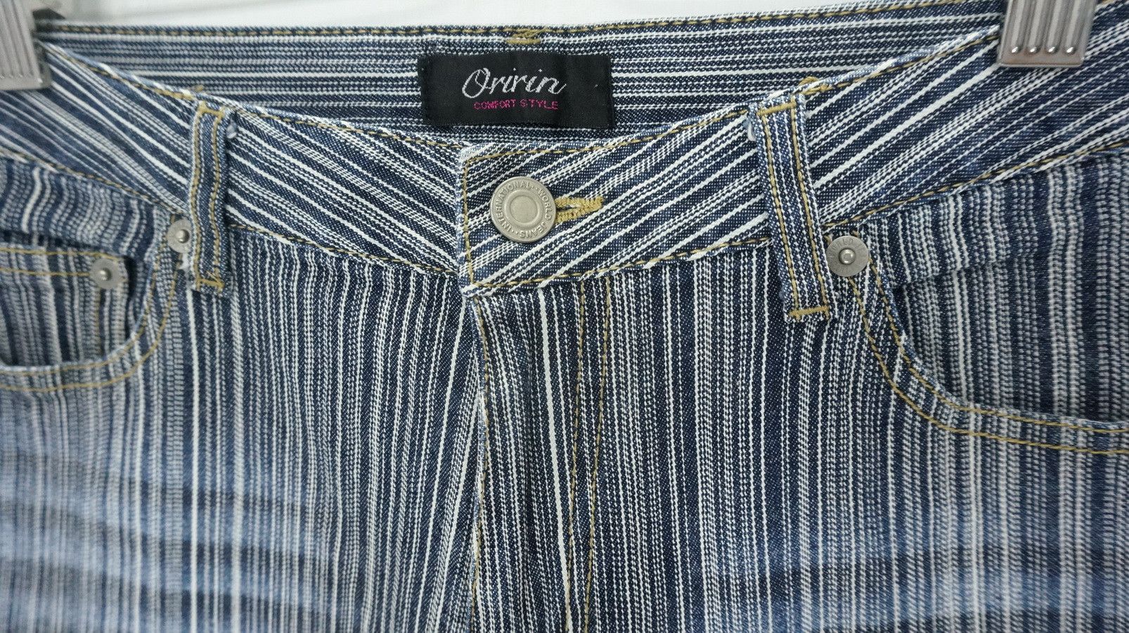 Japanese Brand Vtg Japan ORIRIN Hickory Flared Women's Jeans Size 29" - 6 Thumbnail