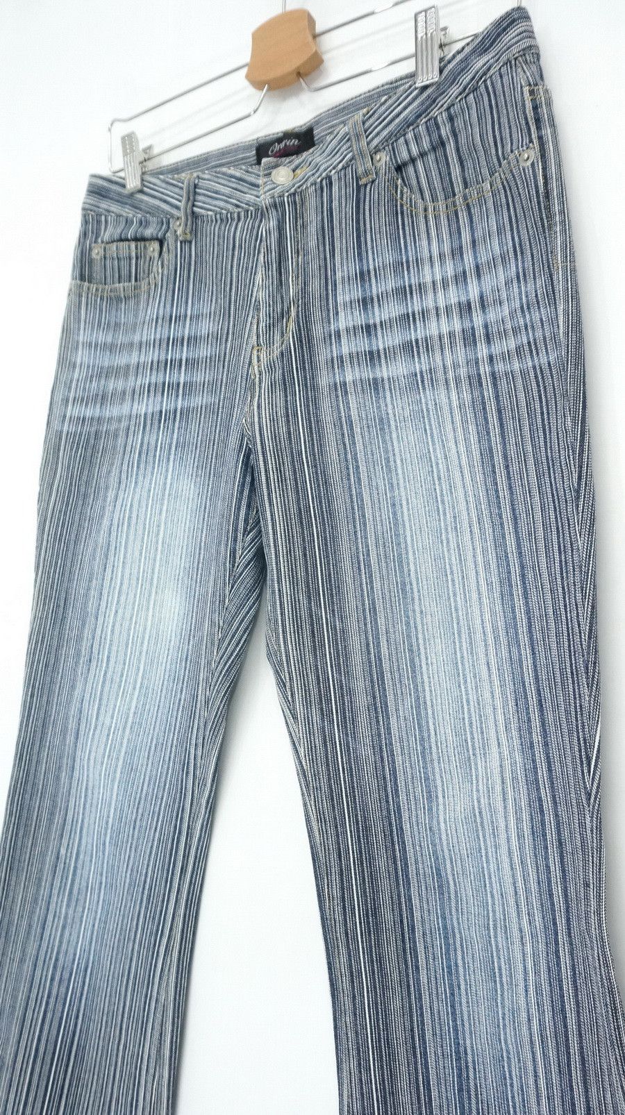 Japanese Brand Vtg Japan ORIRIN Hickory Flared Women's Jeans Size 29" - 2 Thumbnail
