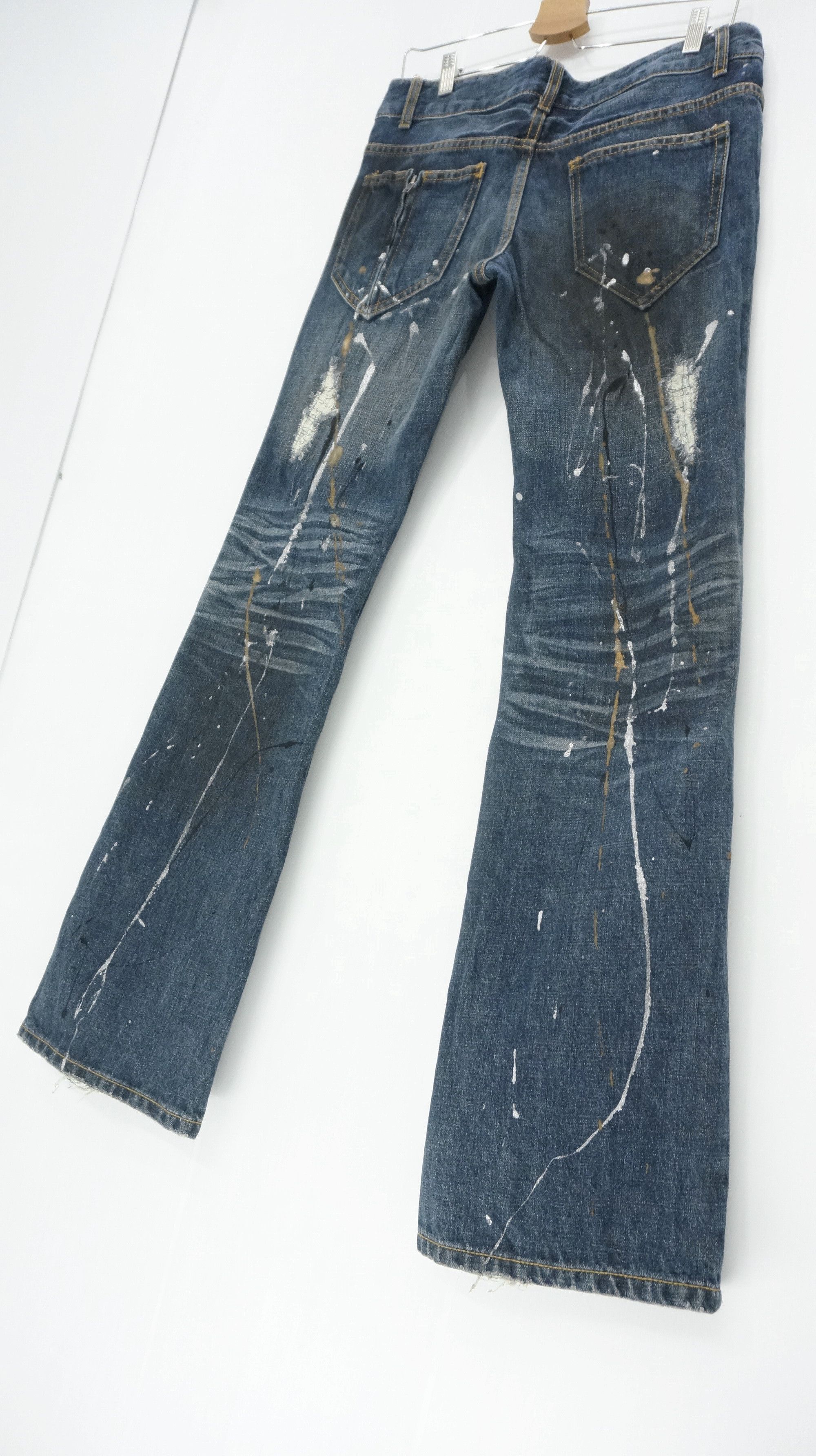 Japanese Brand FLARE VTG 🔥 GLAD NEWS Punk Distressed Splattered Denim Size US 30 / EU 46 - 11 Thumbnail