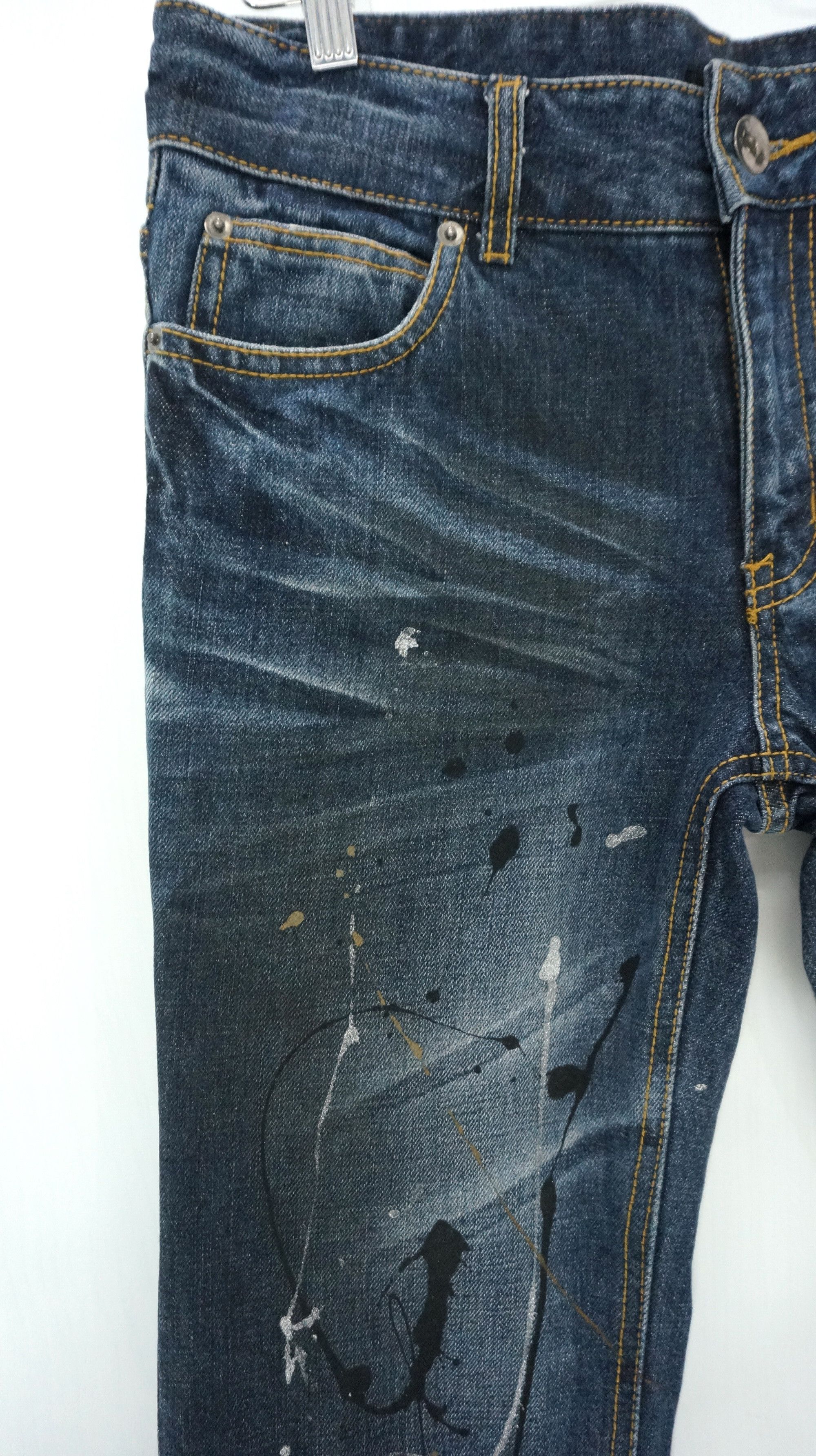 Japanese Brand FLARE VTG 🔥 GLAD NEWS Punk Distressed Splattered Denim Size US 30 / EU 46 - 4 Thumbnail