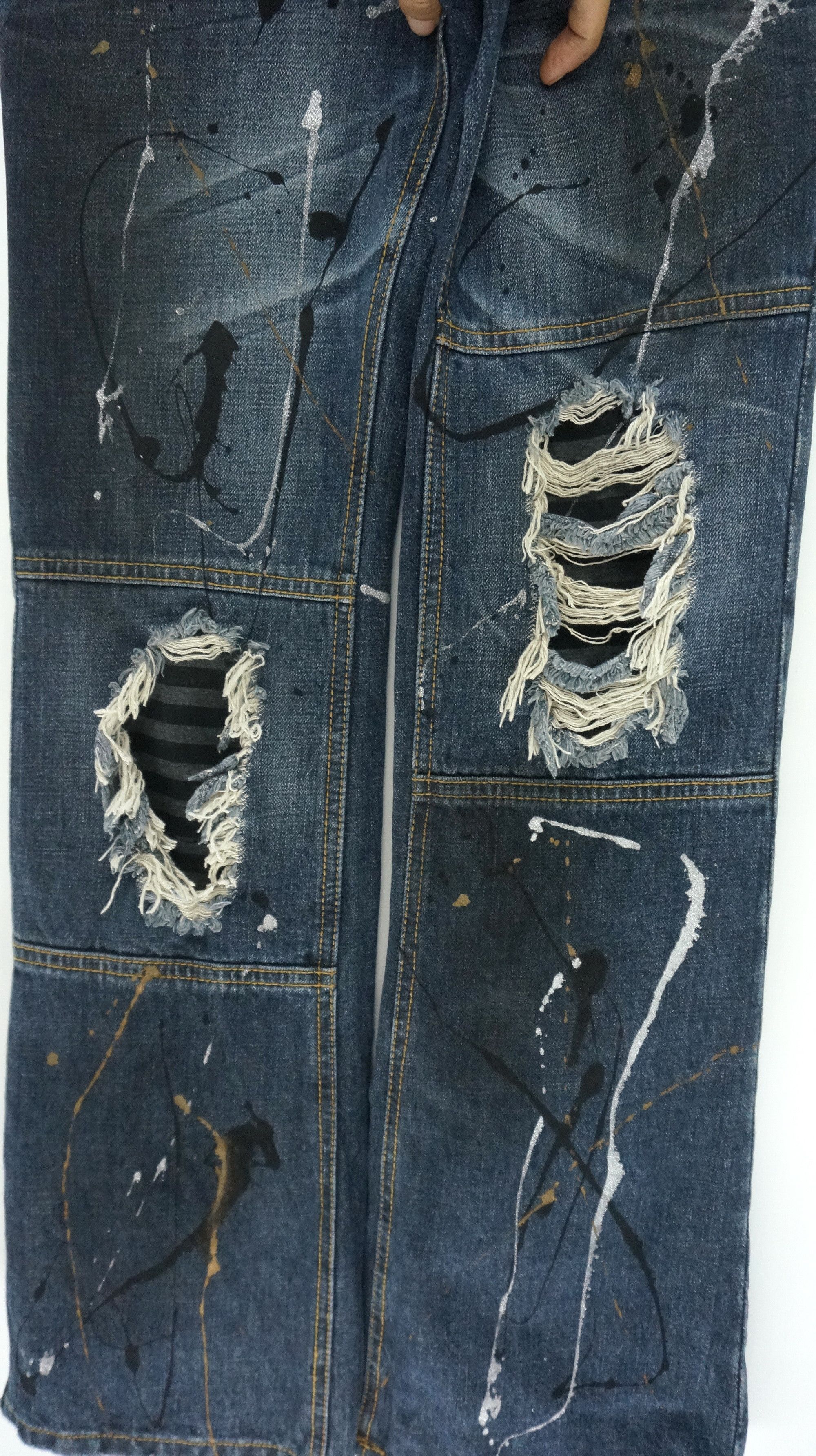 パンツ glad news luster coating texture demim FLARE VTG 🔥 GLAD NEWS Punk Distressed Splattered Denim