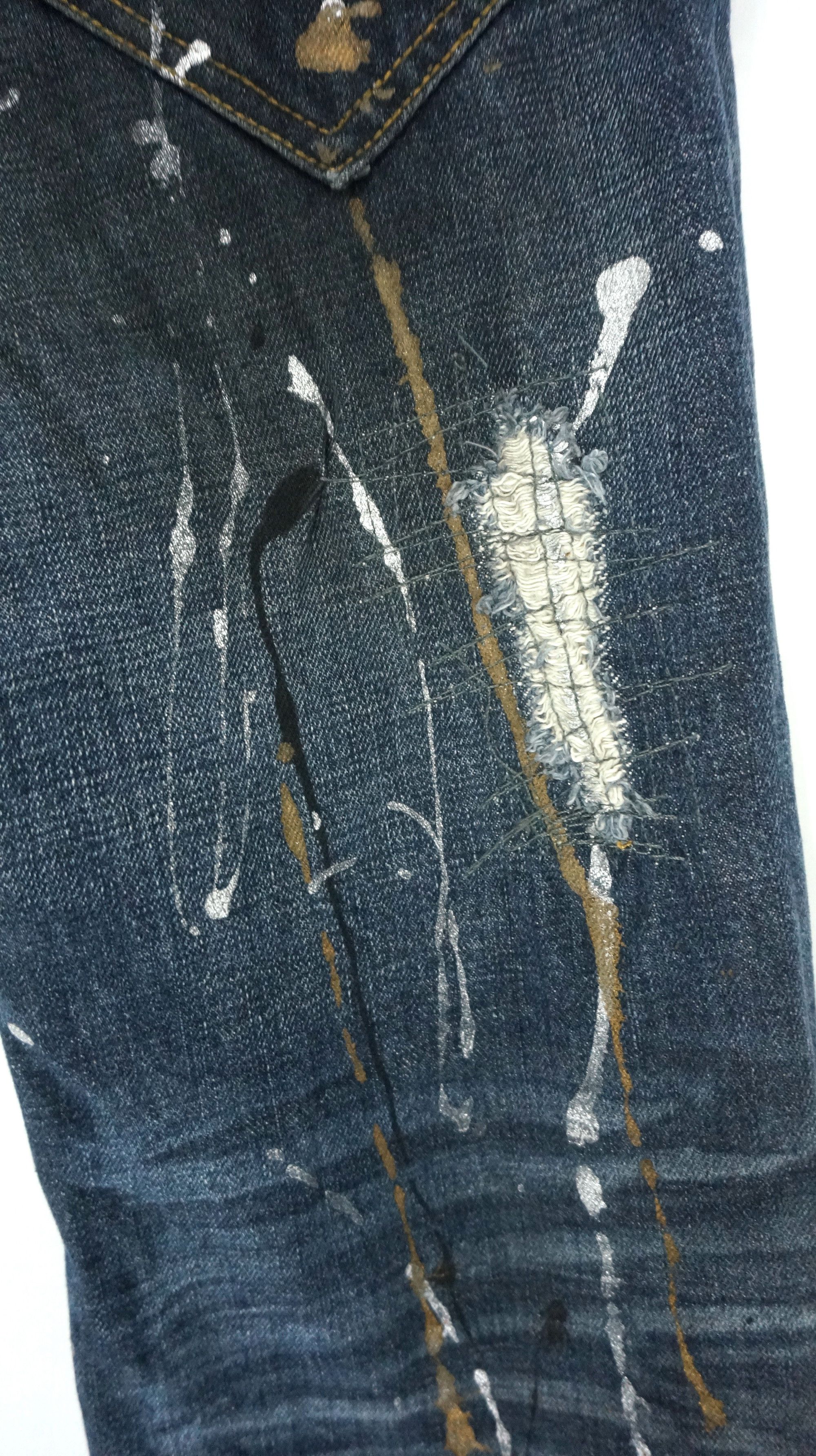 Japanese Brand FLARE VTG 🔥 GLAD NEWS Punk Distressed Splattered Denim Size US 30 / EU 46 - 12 Thumbnail