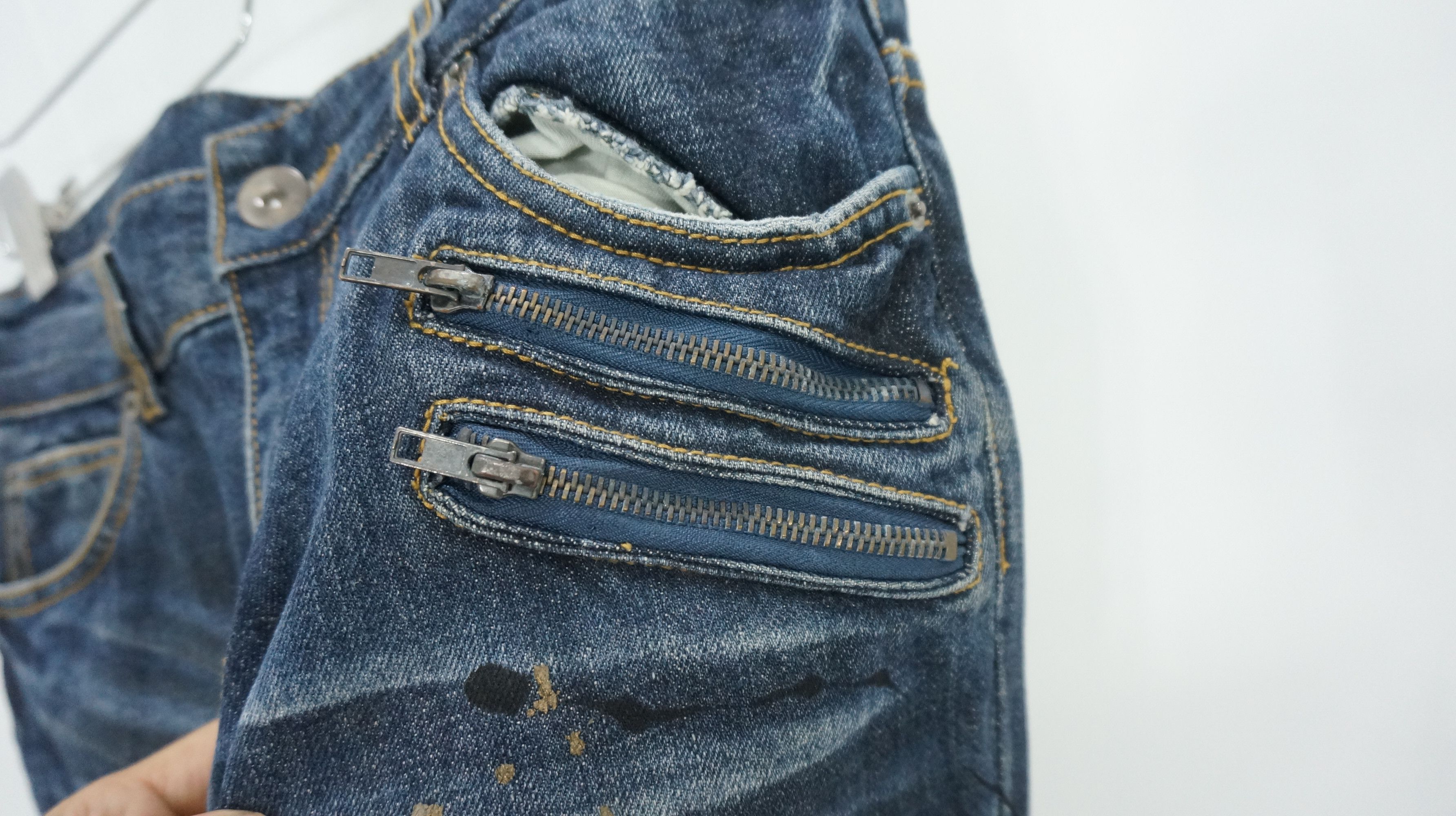 Japanese Brand FLARE VTG 🔥 GLAD NEWS Punk Distressed Splattered Denim Size US 30 / EU 46 - 9 Thumbnail