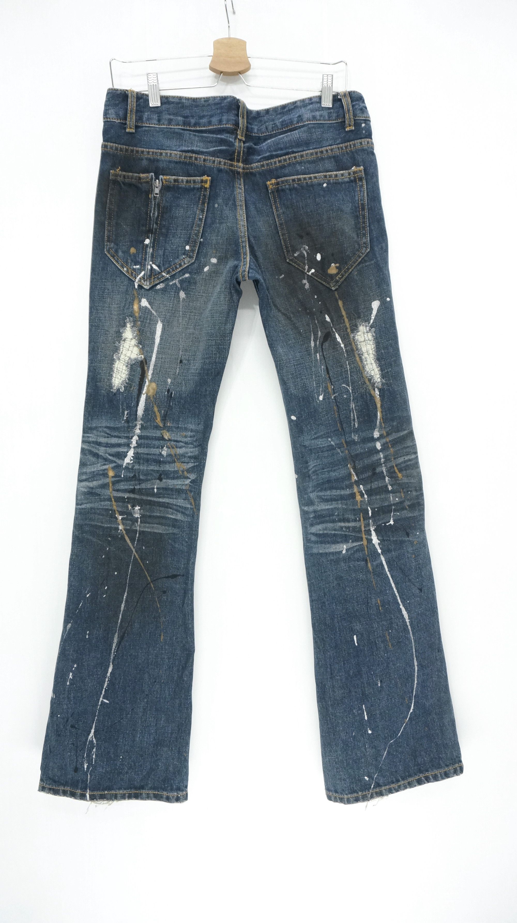 Japanese Brand FLARE VTG 🔥 GLAD NEWS Punk Distressed Splattered Denim Size US 30 / EU 46 - 10 Thumbnail
