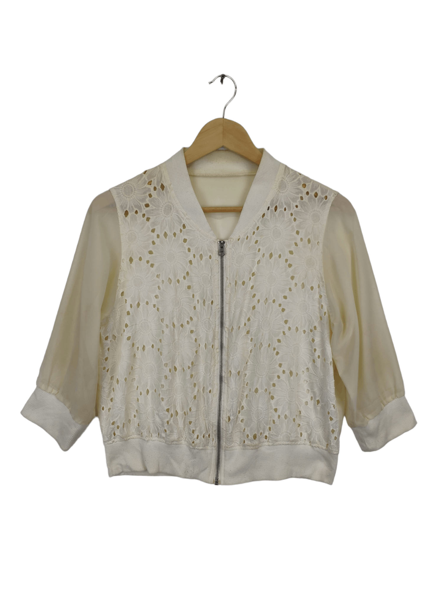 Designer × Japanese Brand Vintage Lace Cropped Jacket Transparent Size S / US 4 / IT 40 - 1 Thumbnail