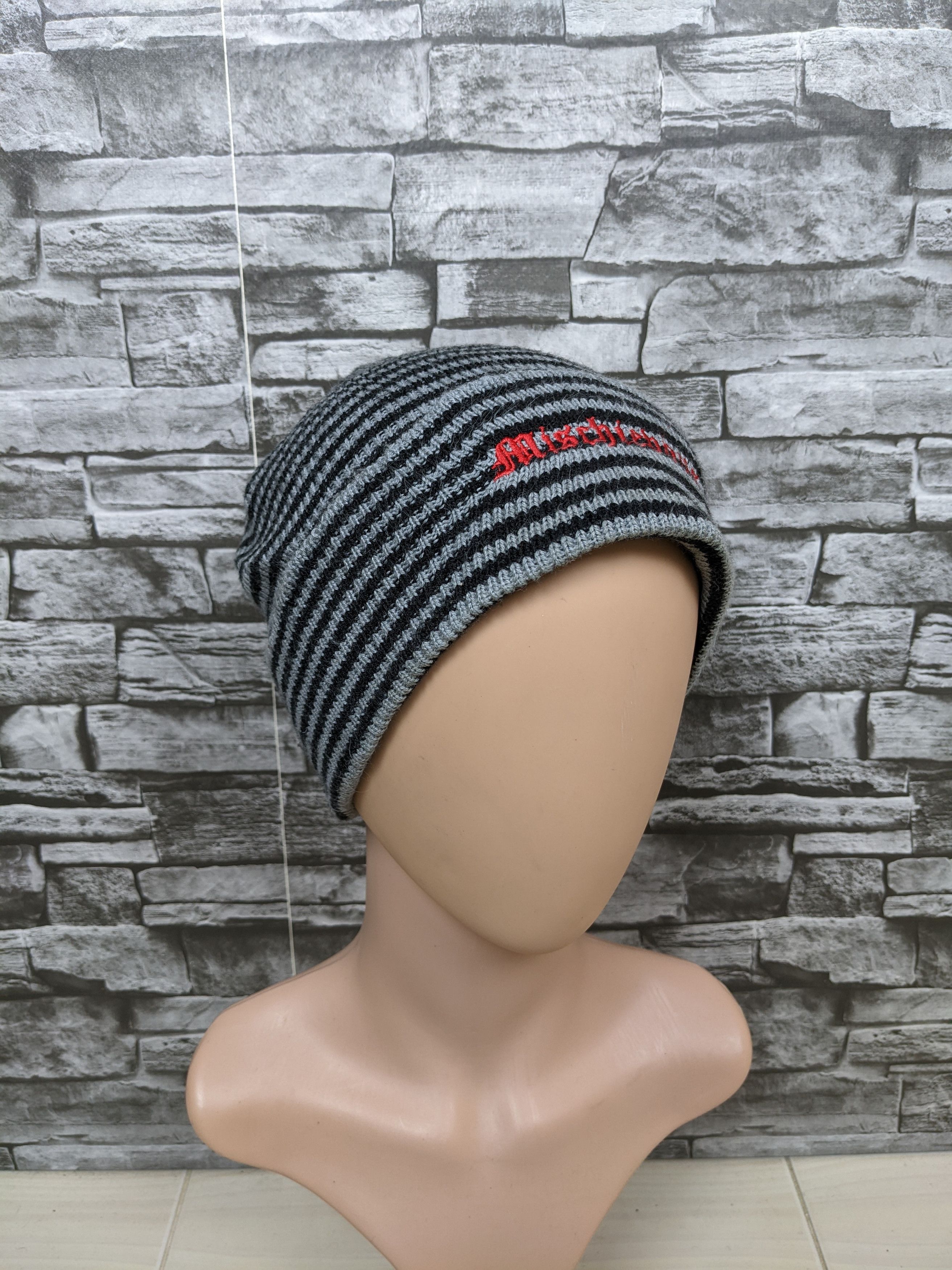 Japanese Brand Vintage Mischiebotts Strip Beanie Hat Cap Snowcap Size ONE SIZE - 1 Thumbnail