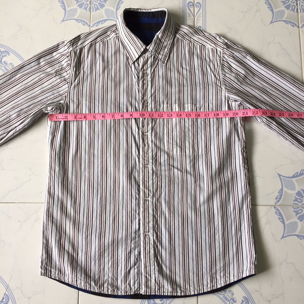 Flannel Blue black white checked stripes double side flannel shirt Size US M / EU 48-50 / 2 - 10 Thumbnail