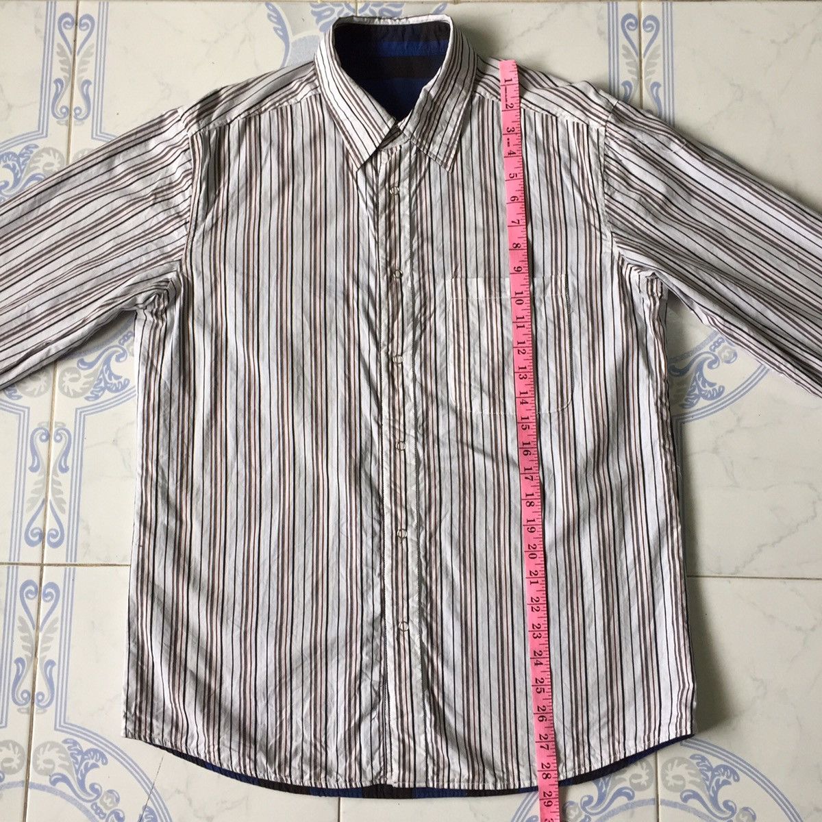 Flannel Blue black white checked stripes double side flannel shirt Size US M / EU 48-50 / 2 - 11 Thumbnail