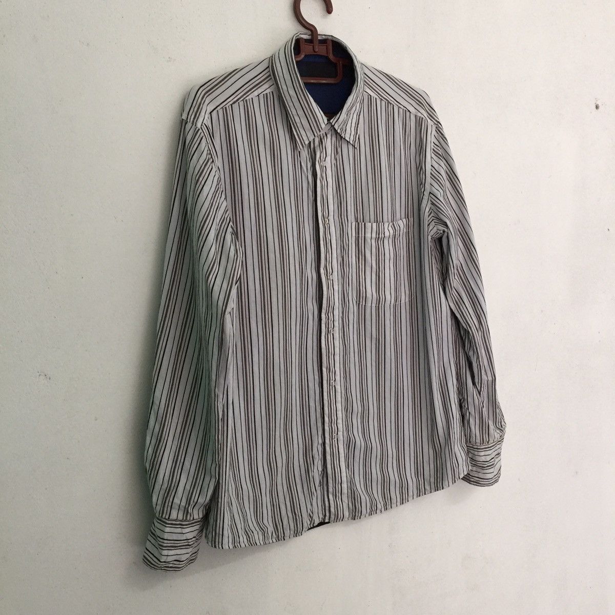 Flannel Blue black white checked stripes double side flannel shirt Size US M / EU 48-50 / 2 - 8 Thumbnail