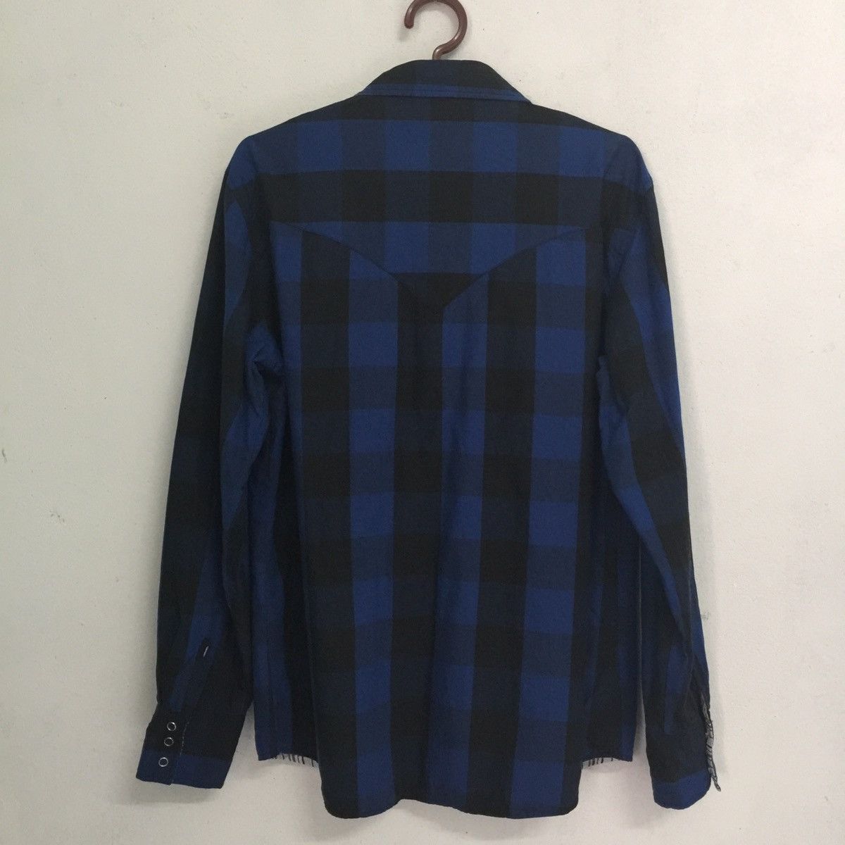 Flannel Blue black white checked stripes double side flannel shirt Size US M / EU 48-50 / 2 - 5 Thumbnail