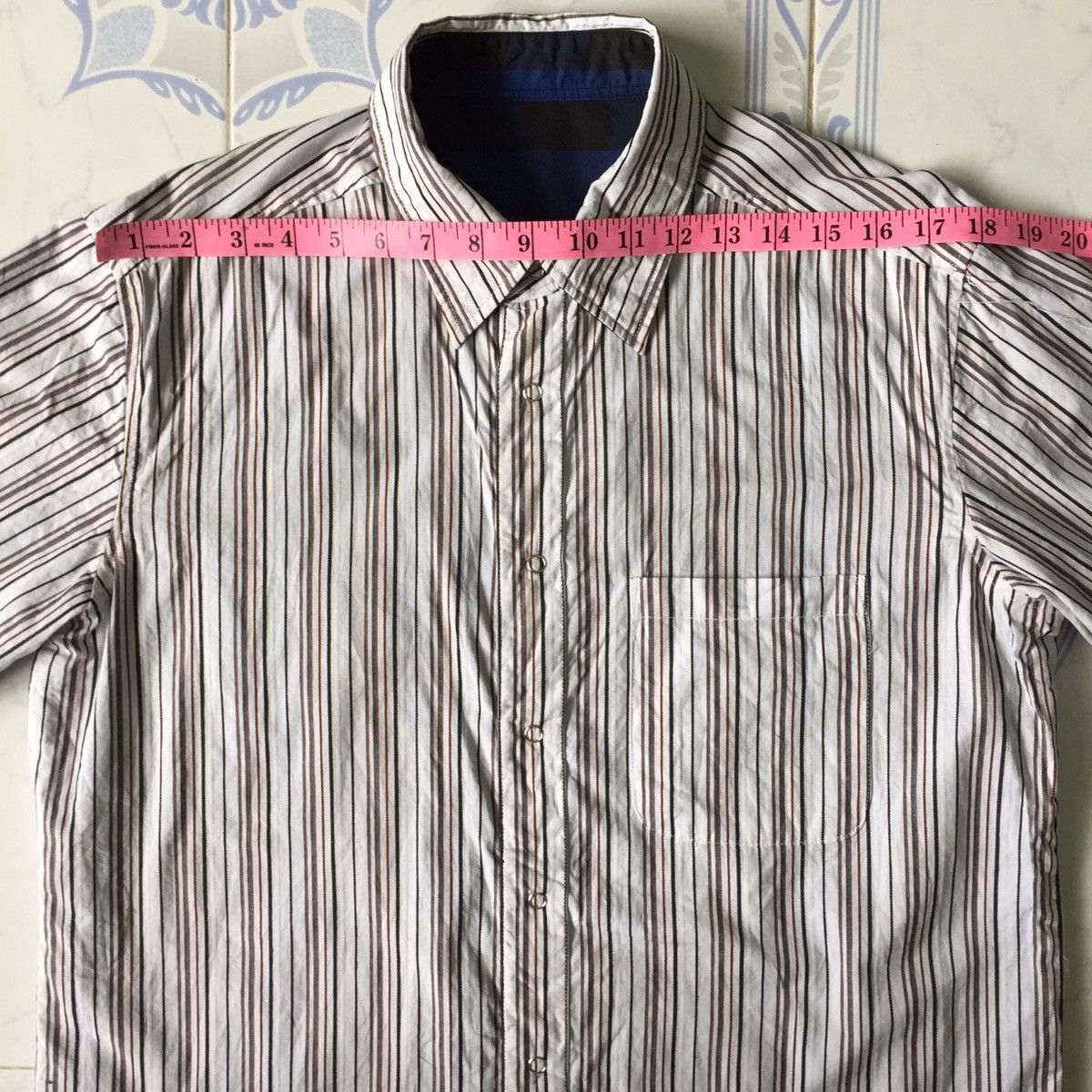 Flannel Blue black white checked stripes double side flannel shirt Size US M / EU 48-50 / 2 - 9 Thumbnail