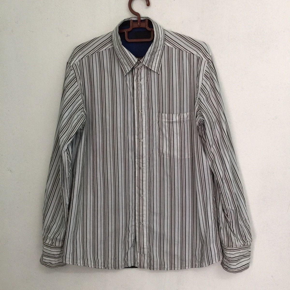 Flannel Blue black white checked stripes double side flannel shirt Size US M / EU 48-50 / 2 - 6 Thumbnail