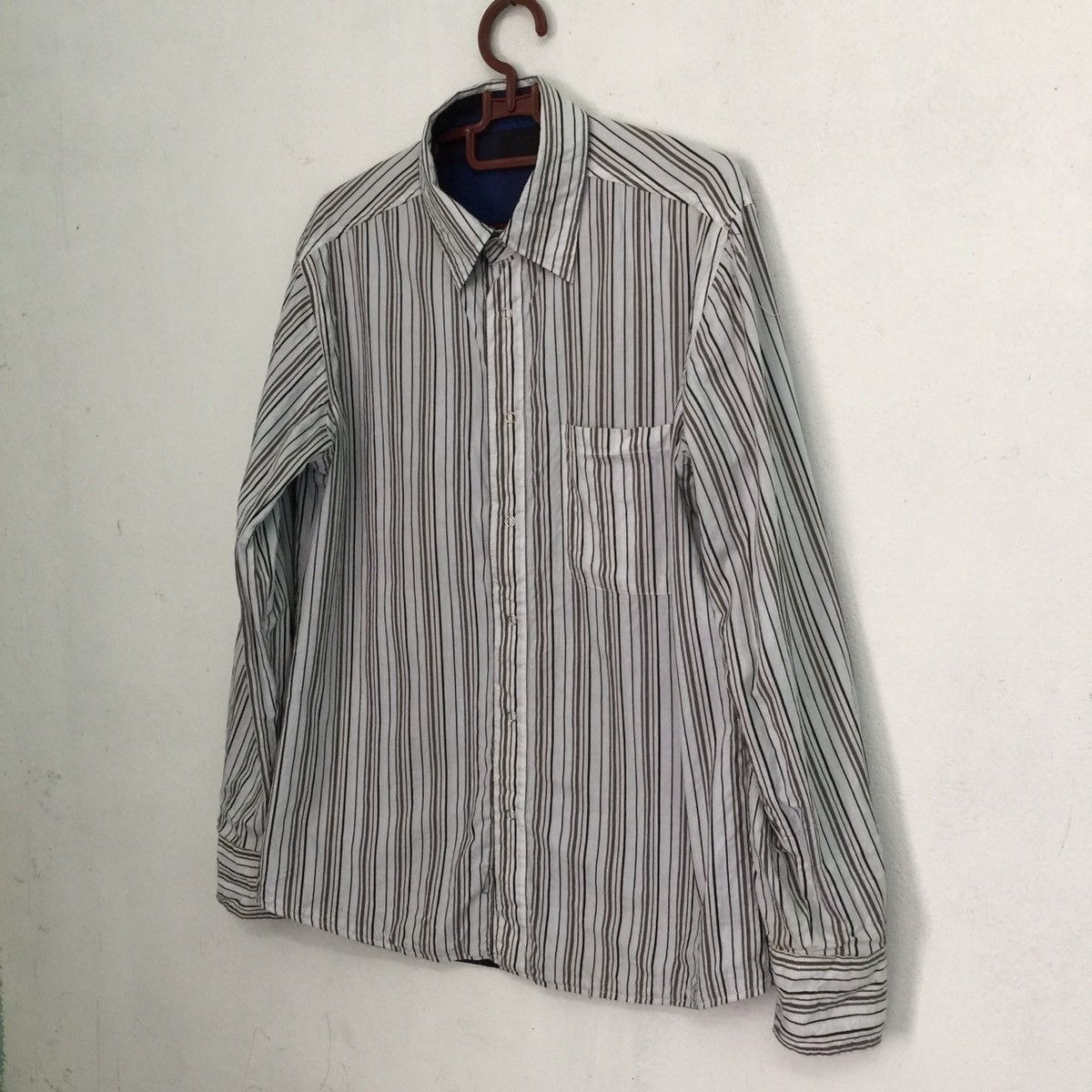 Flannel Blue black white checked stripes double side flannel shirt Size US M / EU 48-50 / 2 - 7 Thumbnail