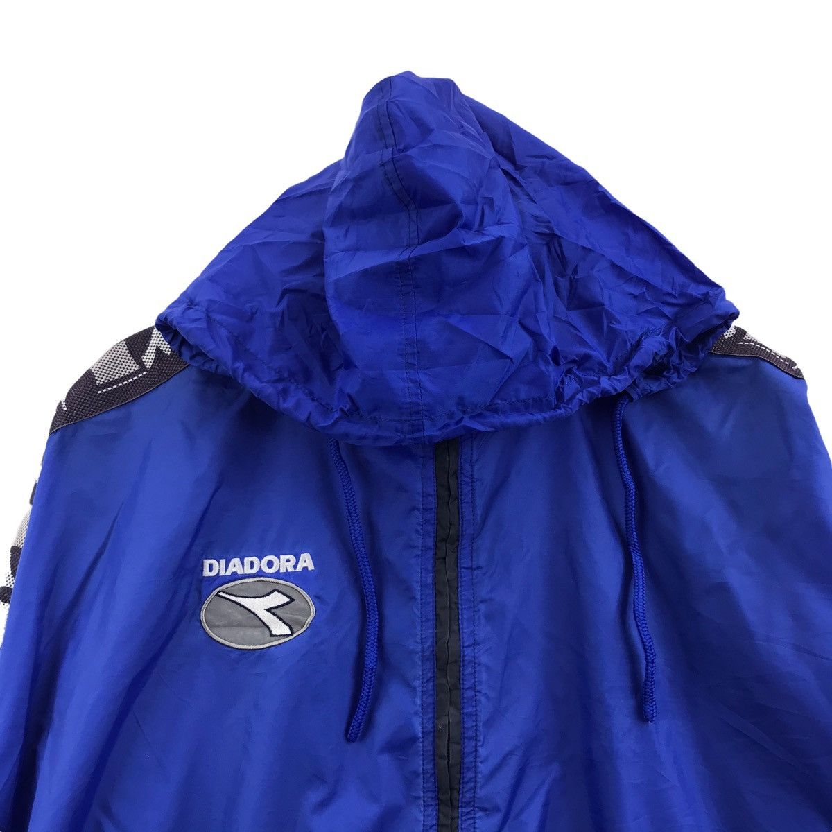 Diadora DIADORA SPORTSWEAR Side Tape Blue Hooded Windbreaker Jacket Size US XXL / EU 58 / 5 - 2 Thumbnail