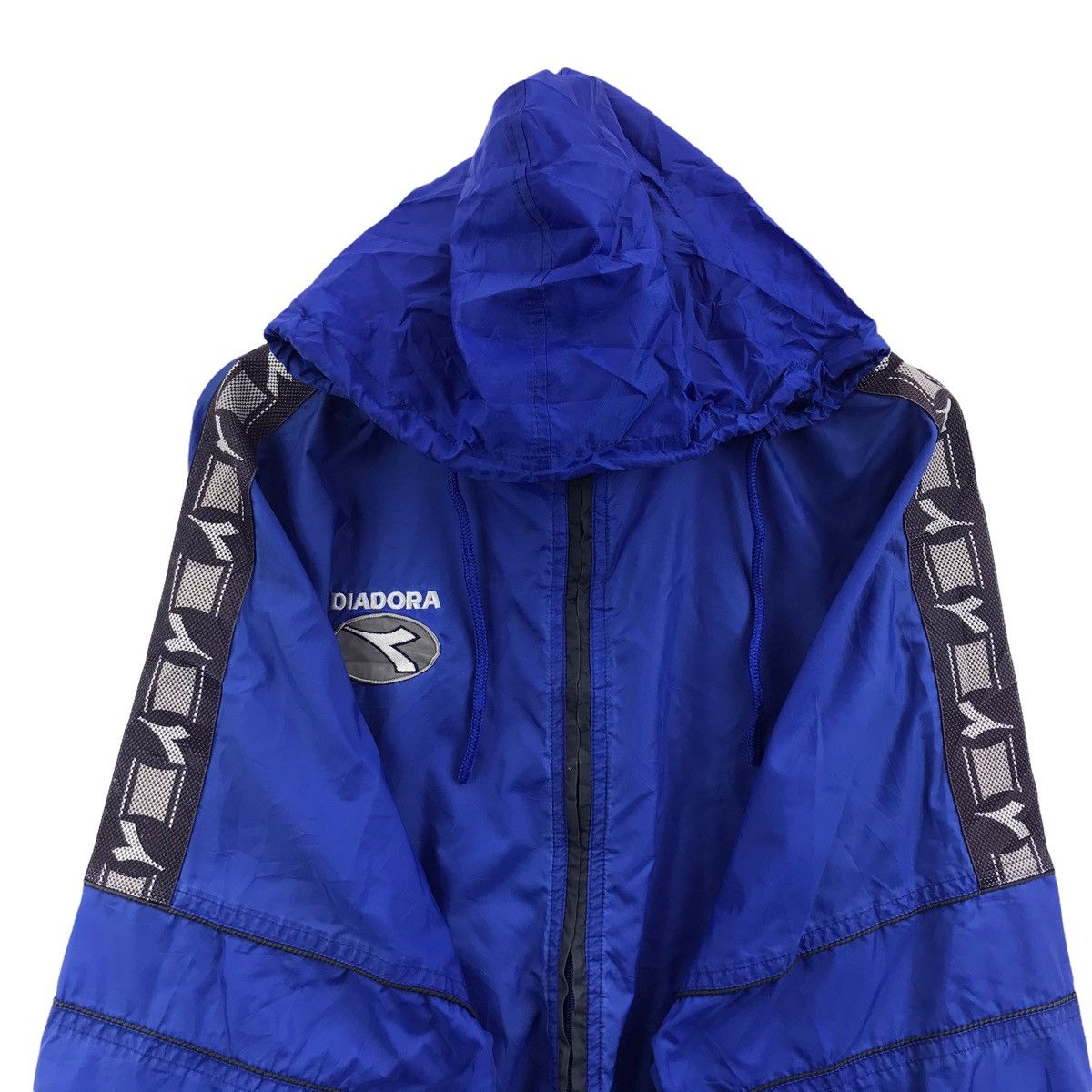 Diadora DIADORA SPORTSWEAR Side Tape Blue Hooded Windbreaker Jacket Size US XXL / EU 58 / 5 - 3 Thumbnail