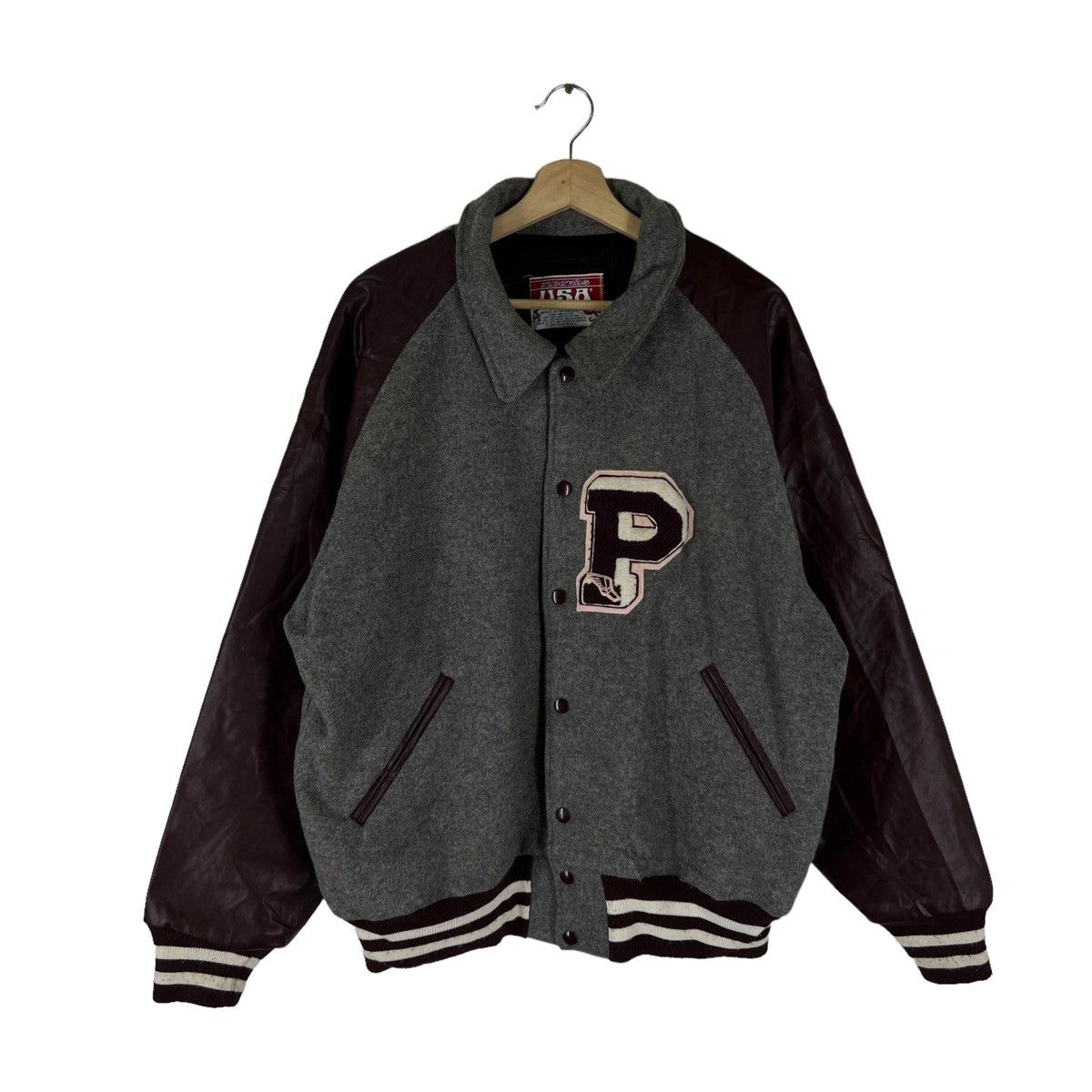 Vintage VINTAGE VARSITY JACKET LEATHER HANDLING AWARDS USA Size US XL / EU 56 / 4 - 1 Thumbnail
