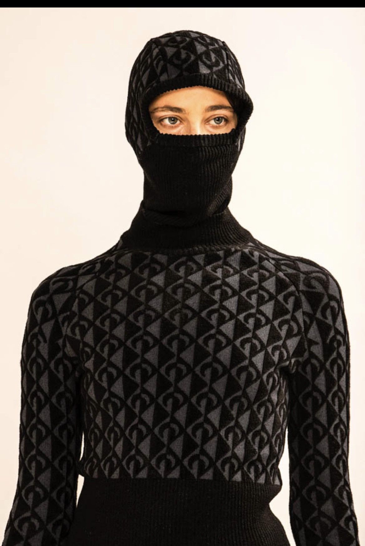 Marine Serre Textured knit moon lozenge balaclava Size ONE SIZE - 1 Thumbnail