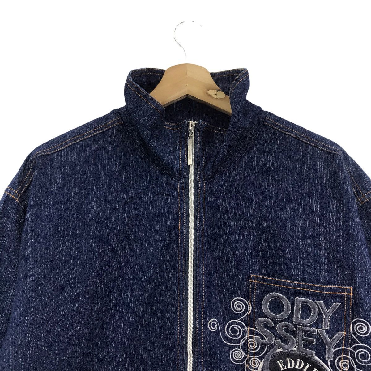 Vintage EDDIE ODYSSEY Embroidered Jeans Jacket Full Zipper Size US M / EU 48-50 / 2 - 2 Thumbnail