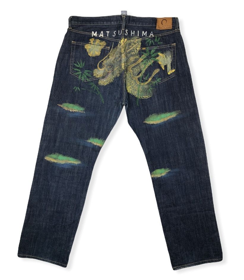 Japanese Brand RARE🔥VINTAGE ZEN KYODEN DRAGON ISLAND PRINT BLUE DENIM Size US 40 / EU 56 - 1 Thumbnail