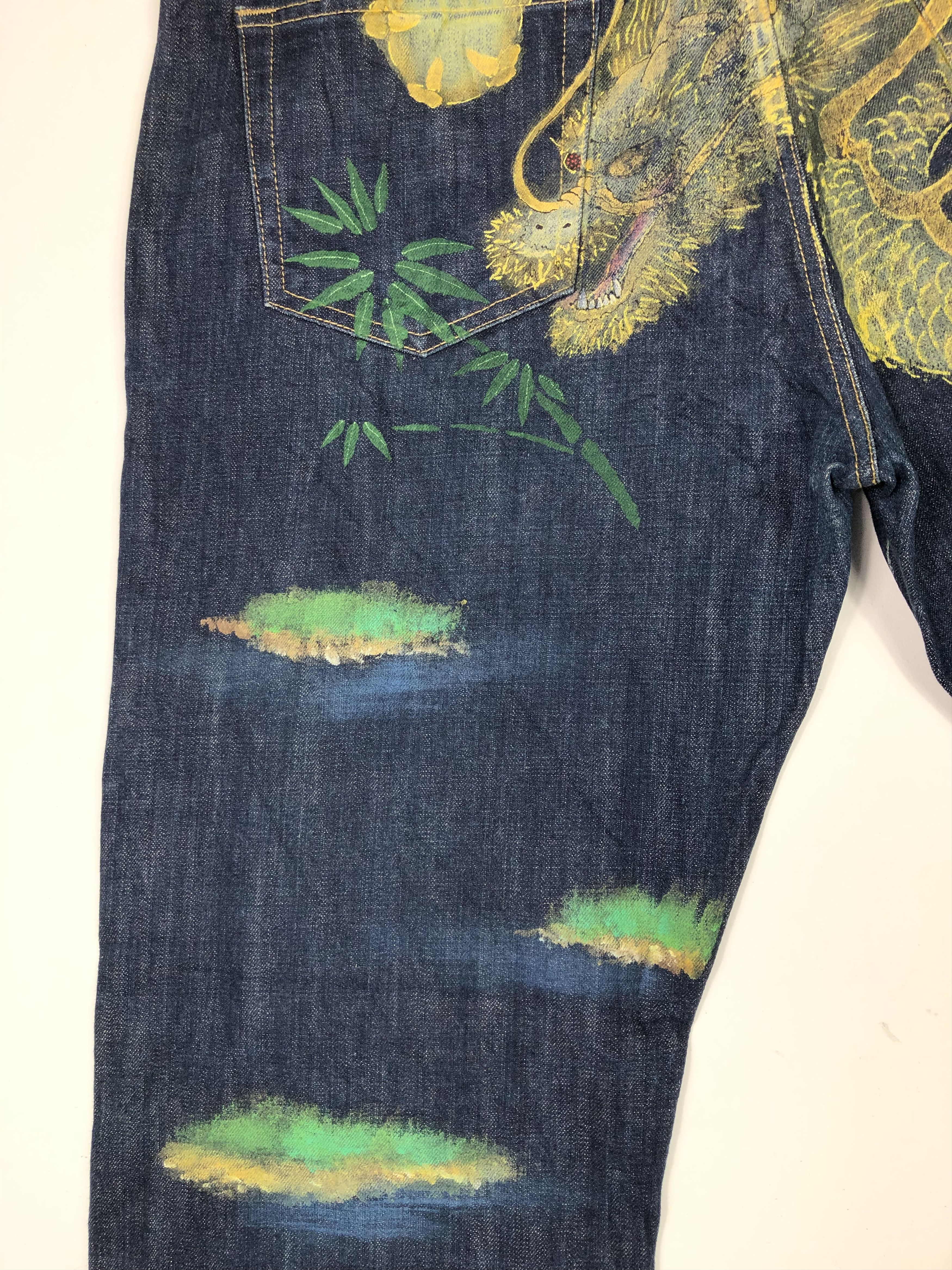 Japanese Brand RARE🔥VINTAGE ZEN KYODEN DRAGON ISLAND PRINT BLUE DENIM Size US 40 / EU 56 - 9 Thumbnail