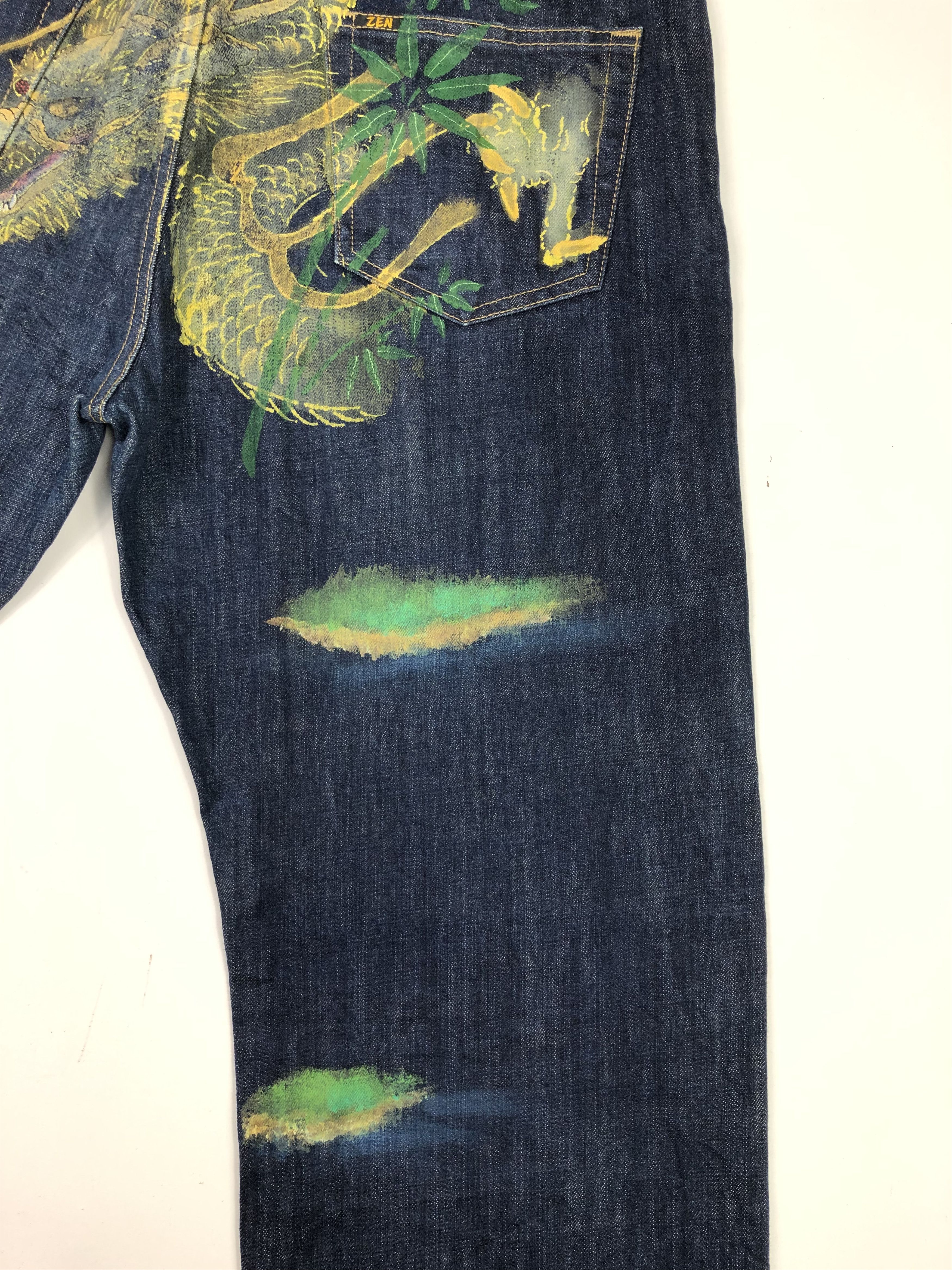 Japanese Brand RARE🔥VINTAGE ZEN KYODEN DRAGON ISLAND PRINT BLUE DENIM Size US 40 / EU 56 - 6 Thumbnail