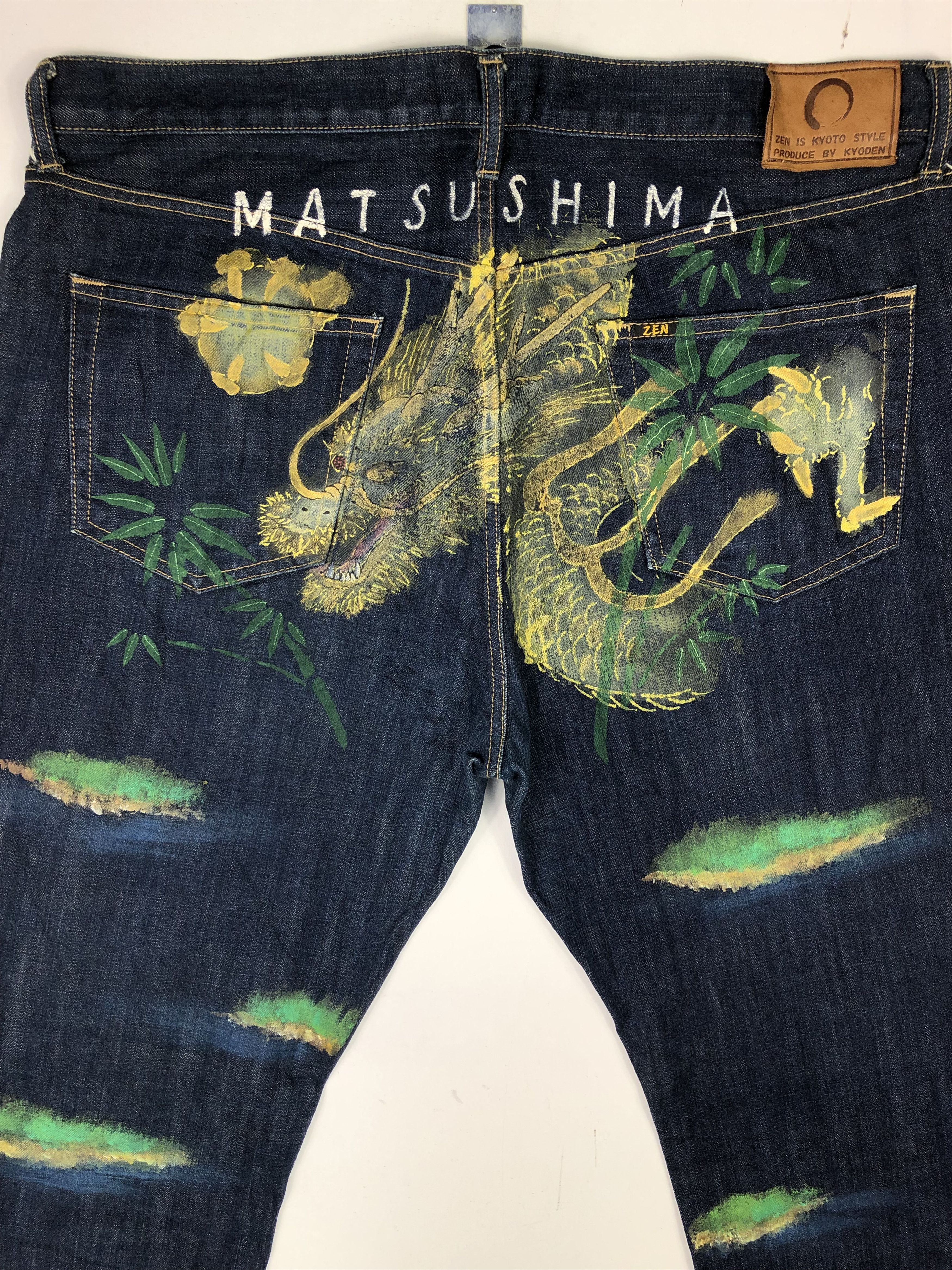 Japanese Brand RARE🔥VINTAGE ZEN KYODEN DRAGON ISLAND PRINT BLUE DENIM Size US 40 / EU 56 - 3 Thumbnail