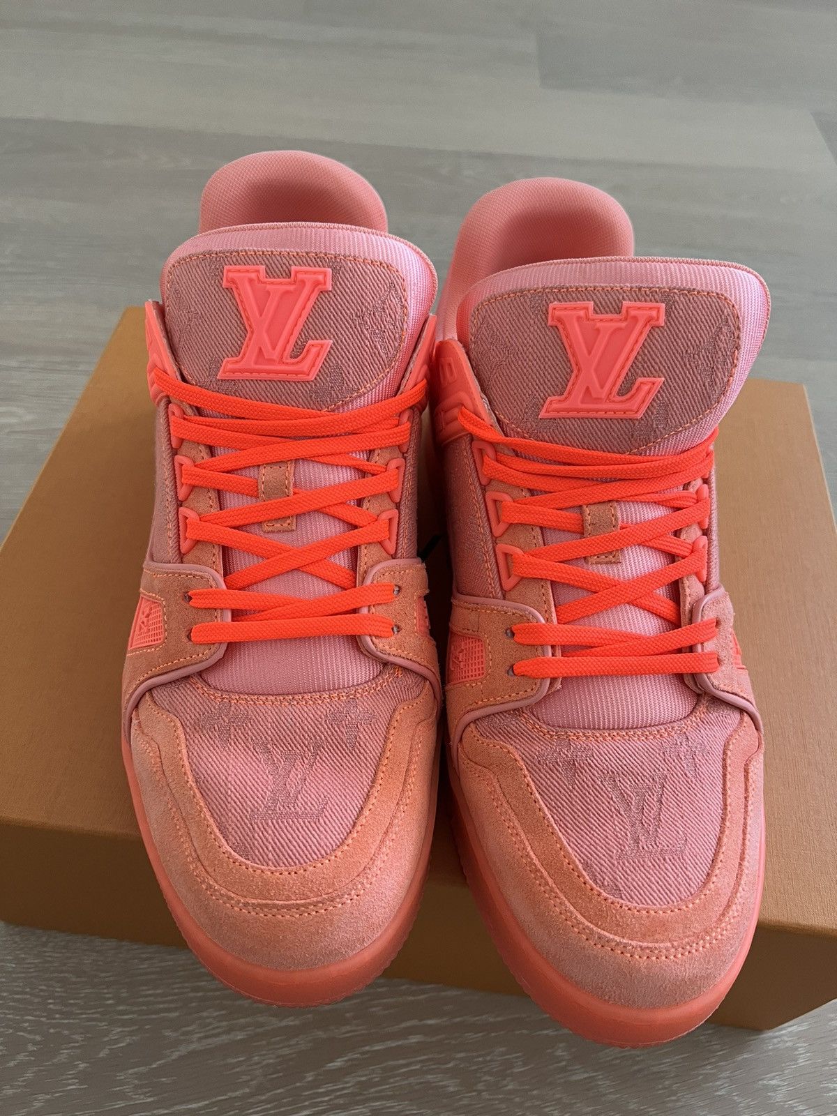 Louis Vuitton Louis Vuitton LV Virgil Abloh Trainer Sneaker Peche Size US 8 / EU 41 - 3 Thumbnail