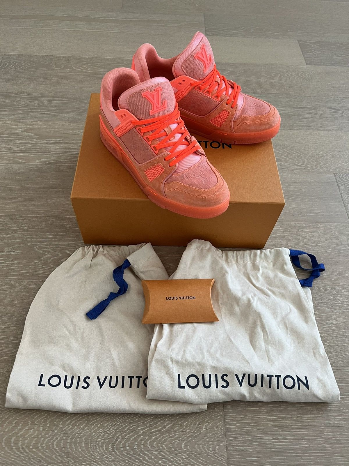 Louis Vuitton Louis Vuitton LV Virgil Abloh Trainer Sneaker Peche Size US 8 / EU 41 - 1 Thumbnail