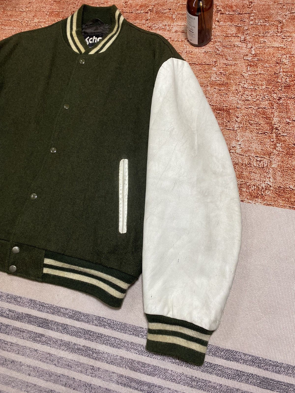 Schott (I)STEALS🔥VTG SCHOTT WOOL LEATHER STADIUM JACKET Size US L / EU 52-54 / 3 - 4 Thumbnail
