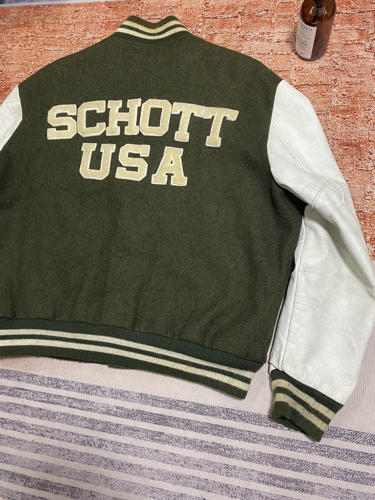 Schott (I)STEALS🔥VTG SCHOTT WOOL LEATHER STADIUM JACKET Size US L / EU 52-54 / 3 - 6 Thumbnail