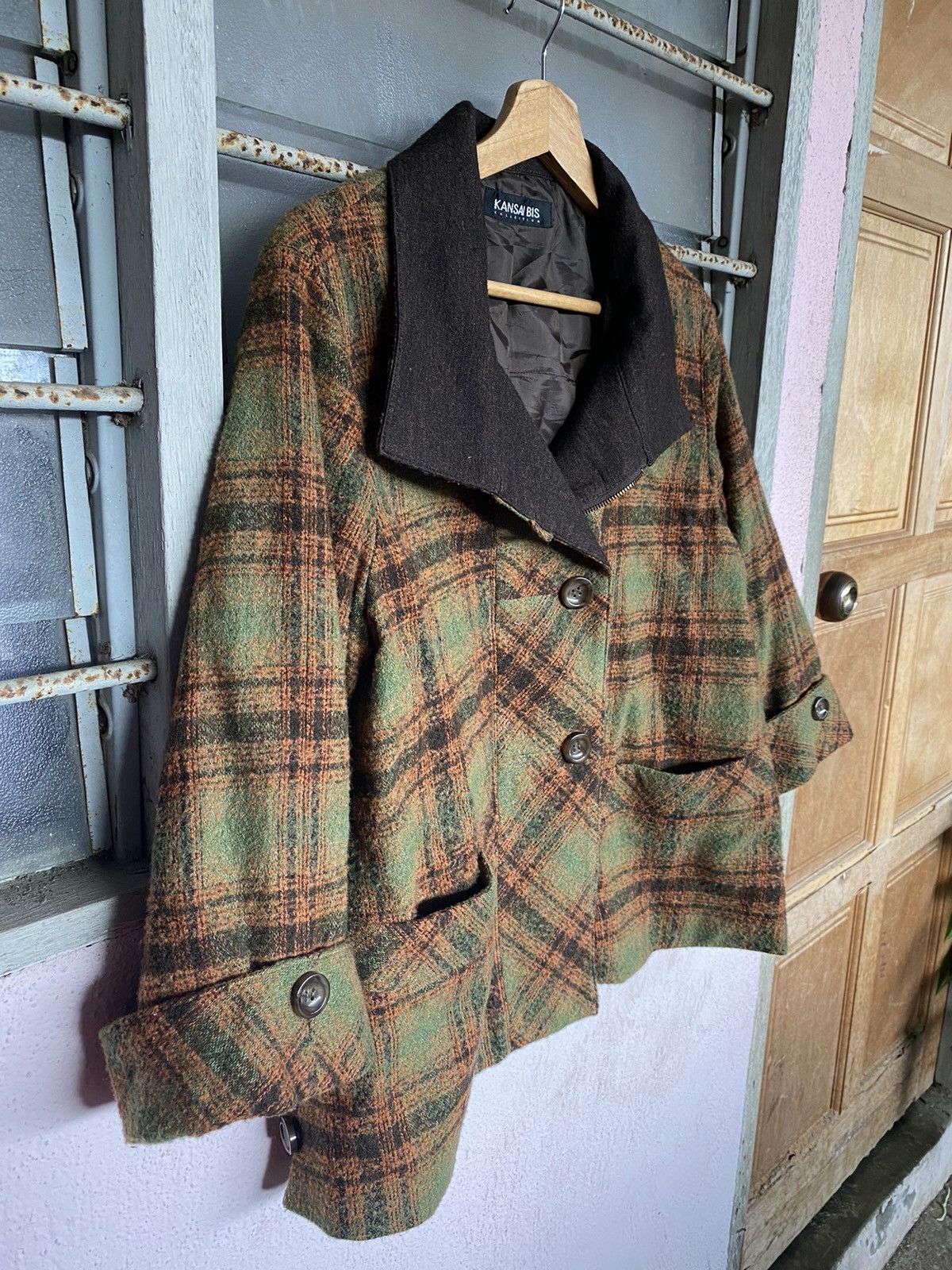 Designer × Kansai Yamamoto Kansai Bis Shadow Plaid Cropped Jacket Size M / US 6-8 / IT 42-44 - 4 Thumbnail
