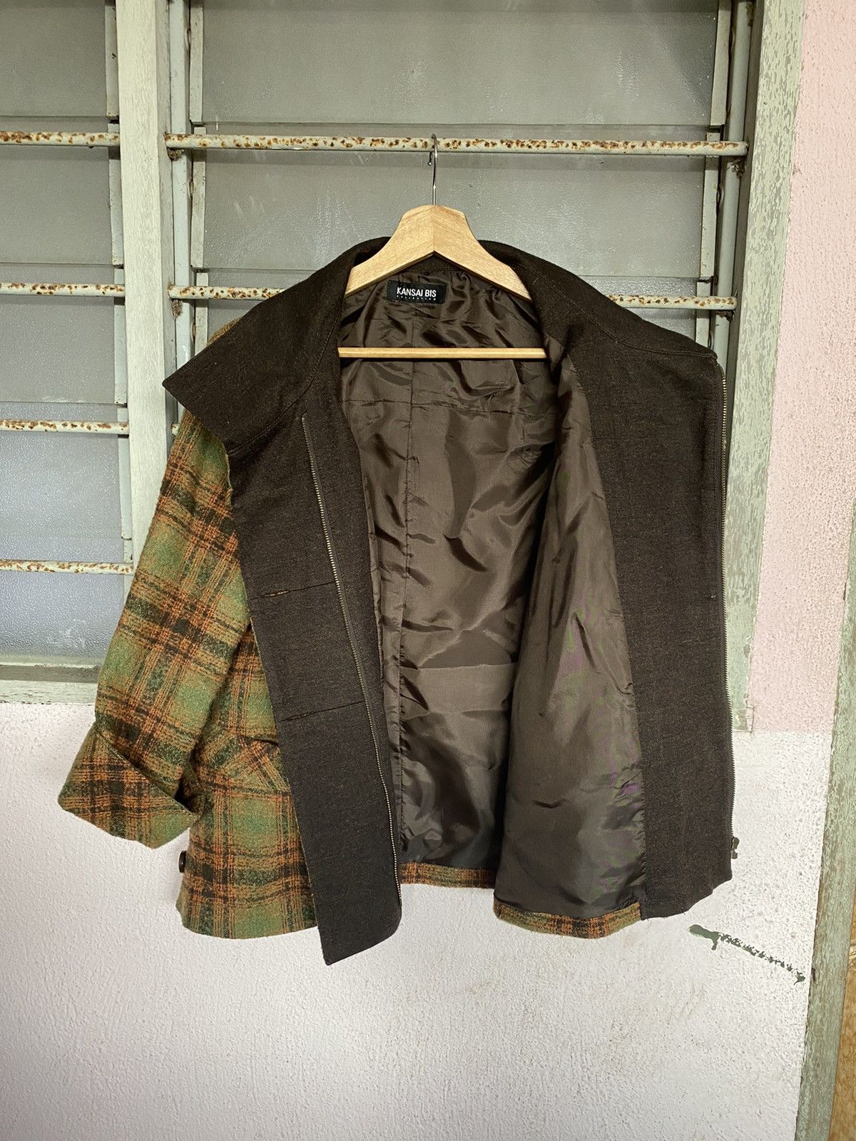 Designer × Kansai Yamamoto Kansai Bis Shadow Plaid Cropped Jacket Size M / US 6-8 / IT 42-44 - 6 Thumbnail