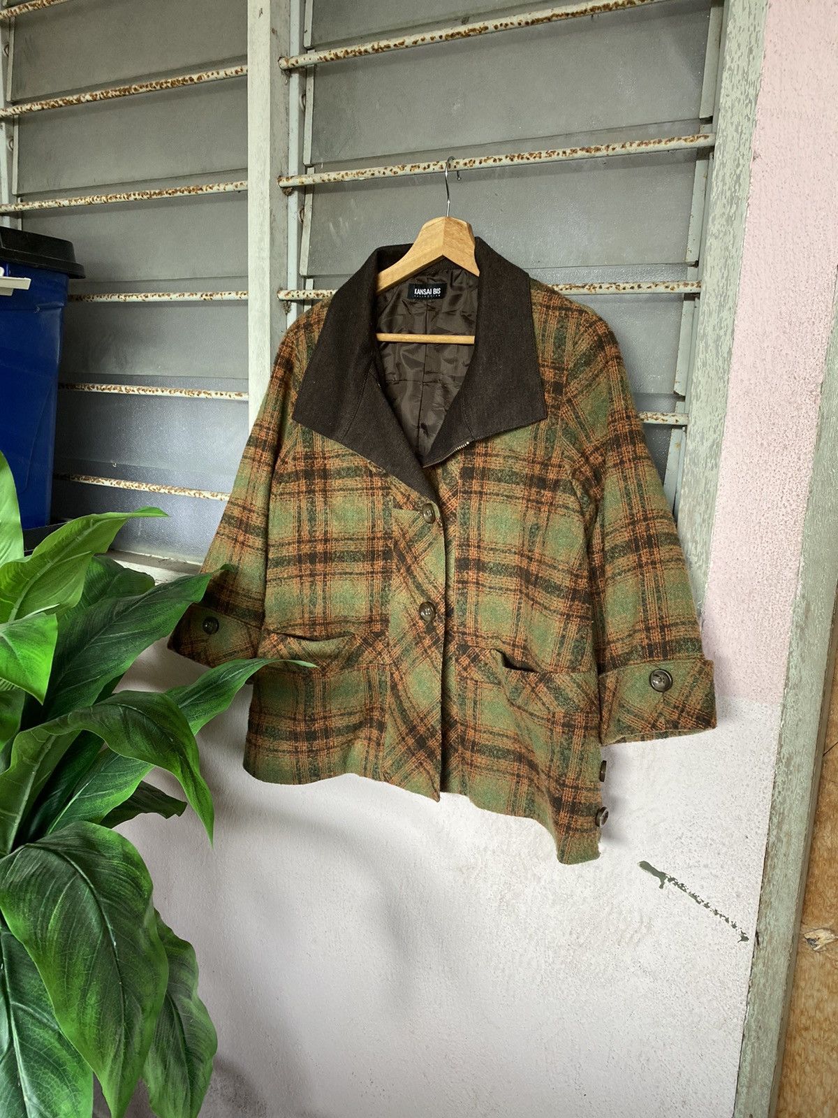 Designer × Kansai Yamamoto Kansai Bis Shadow Plaid Cropped Jacket Size M / US 6-8 / IT 42-44 - 1 Thumbnail